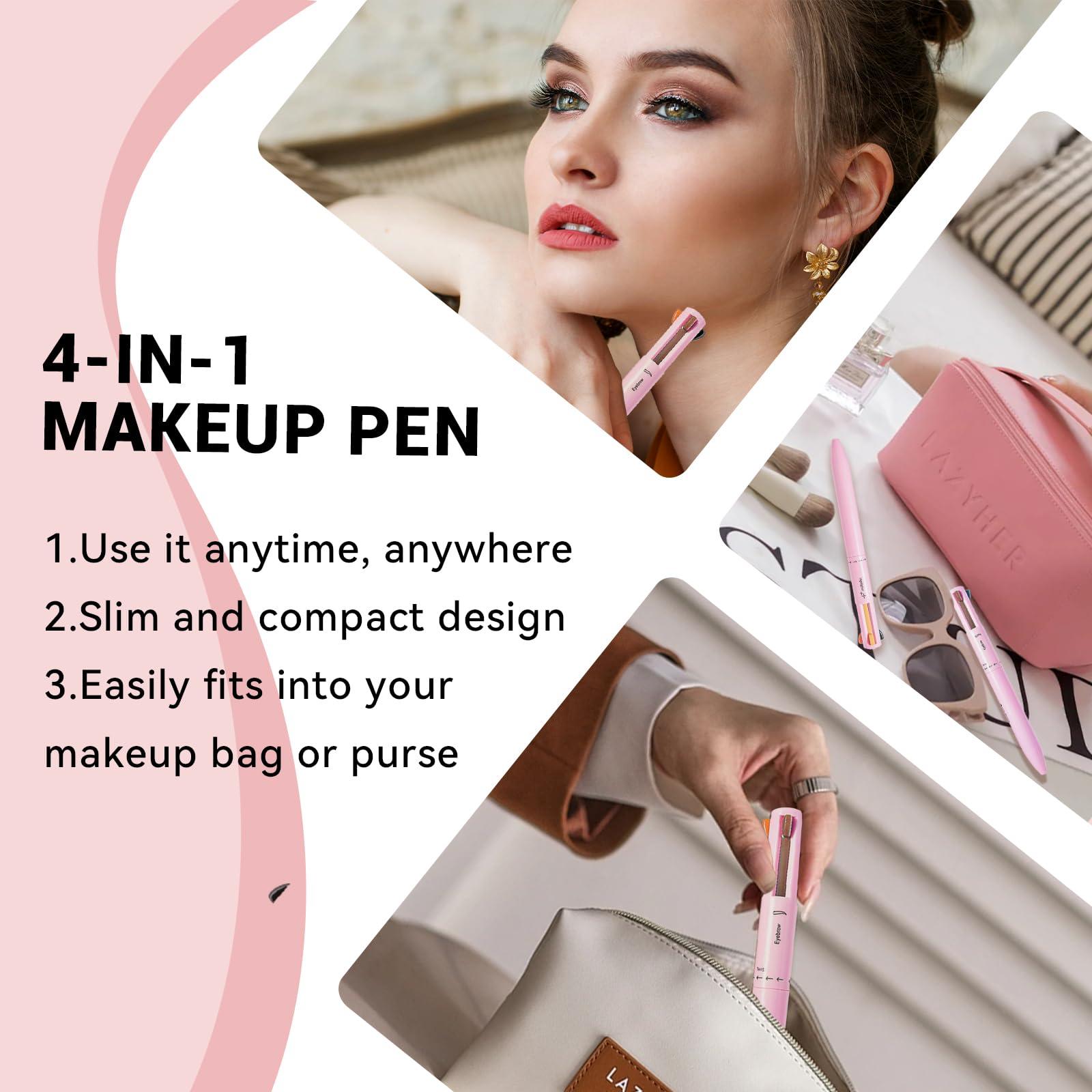 MKNZOME MKNZOME 4 in 1 Makeup Pen, 8 Colors Eyebrow Contour Eyebrow Pencil Eyebrow Pen Makeup Pencil 4 in 1(Eye Liner, Brow Liner, Lip Liner, Highlighter) Travel Beauty Makeup Pen, 2 Count
