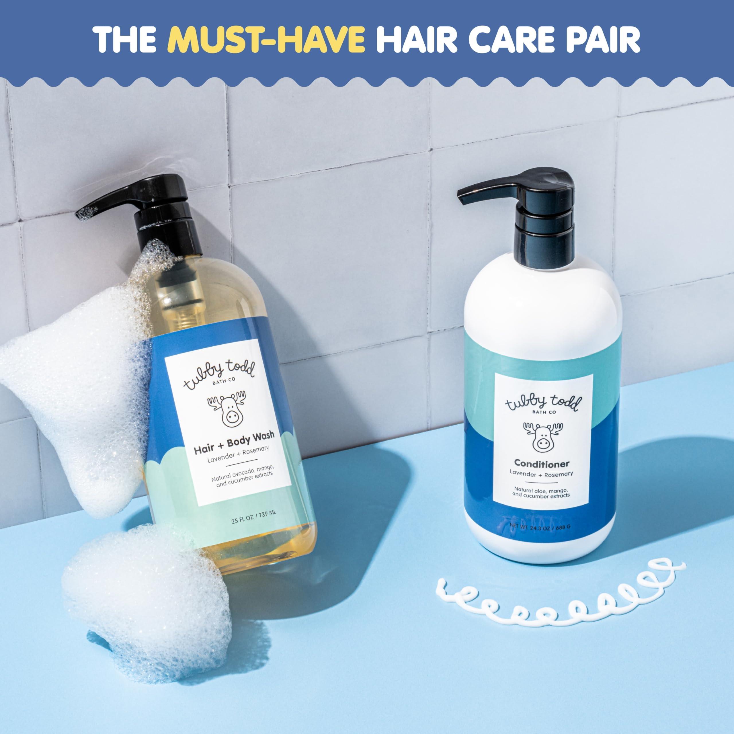 TUBBY TODD Tubby Todd Baby Bath Kit - The Hair Duo Bundle - Baby Shampoo and Conditioner Set - 25 Fl Oz & 24.3 Fl Oz - Lavender Rosemary