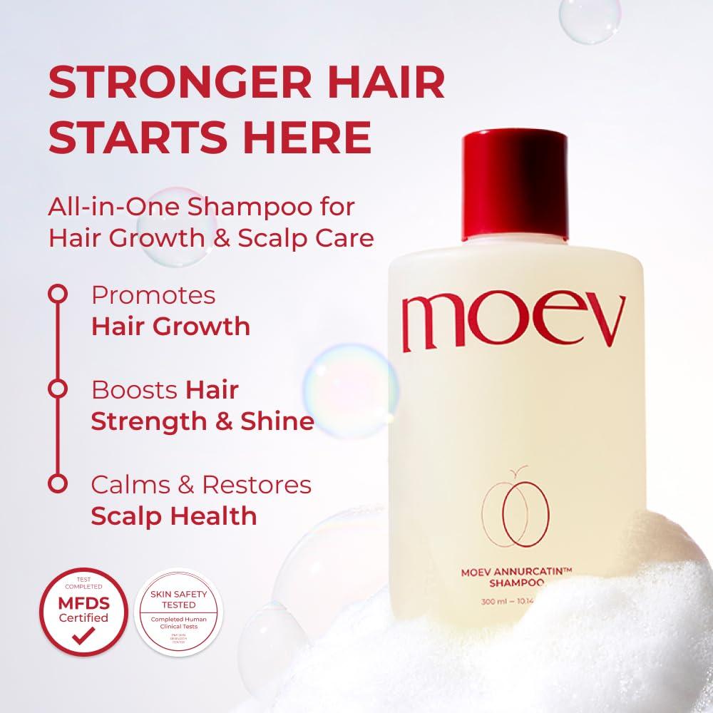 MOEV MOEV ANNURCATIN Shampoo, Biotin Hair Growth Volumizer Korean Anti Hair Loss Shampoo for Women, Build Lift, Natural Sulfate and Paraben-Free Apple Fresh Cleanser, Strengthens Weak Hair 10.14 fl.oz.