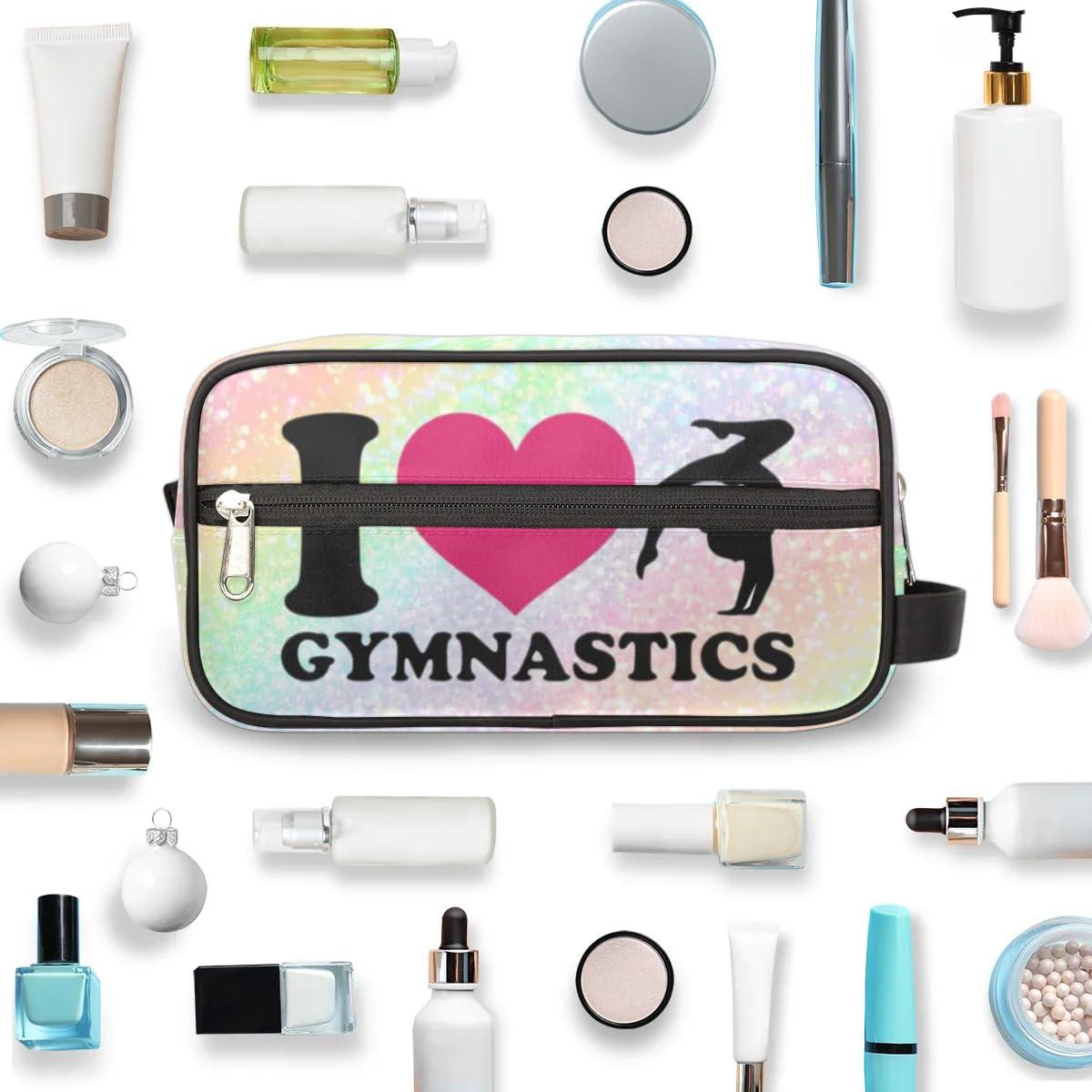 RIRIX RIRIX Personalized Dance Gymnastics Makeup Bag for Girls, Travel Cosmetic Bag Make Up Bag Organizer Toiletry Bag Dance Accessories Dance Competition Must Haves Gift Love Gymnastics