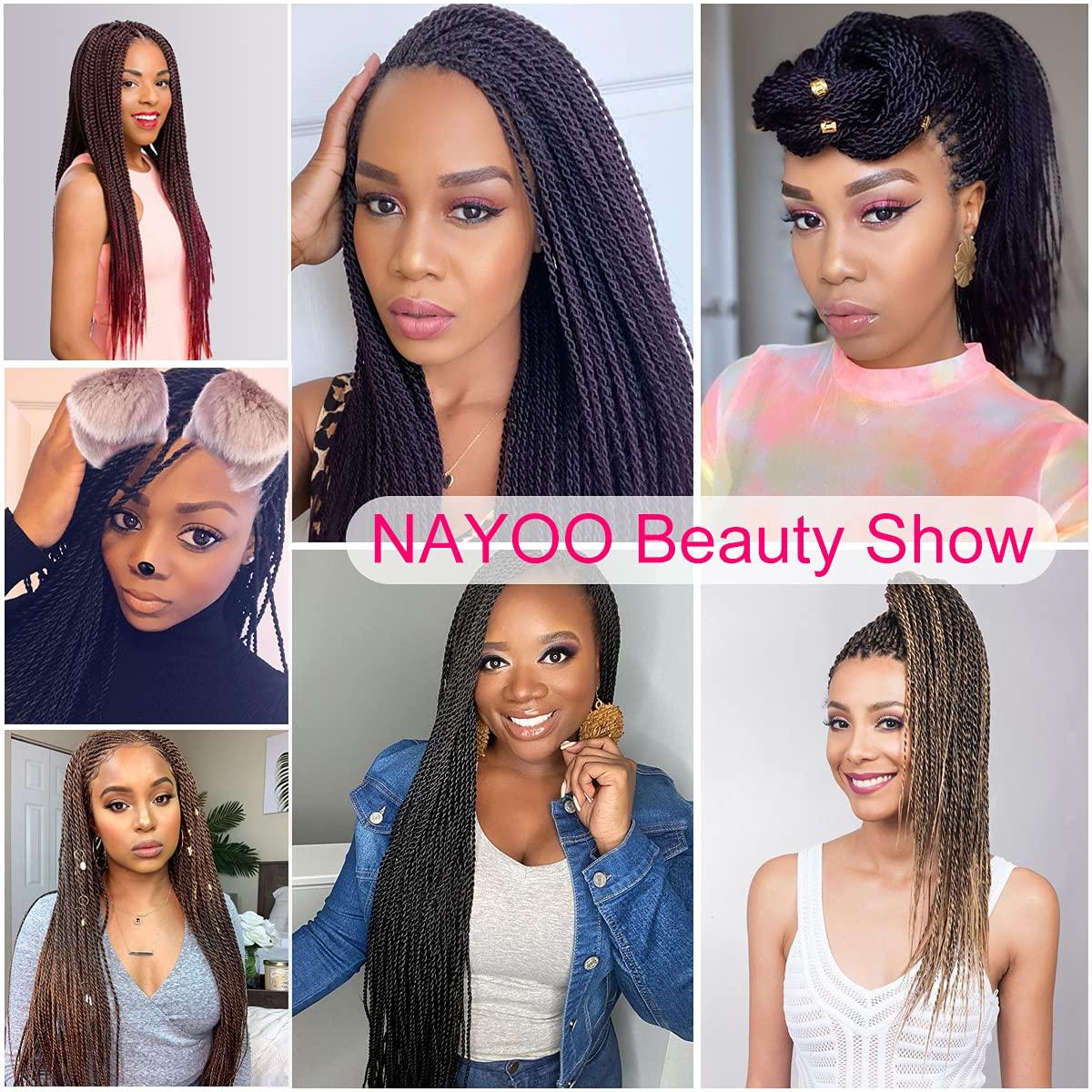 NAYOO NAYOO Senegalese Twist Crochet Hair - 8 Packs 22 Inch Crochet Hair For Black Women, 35 Strands/Pack Small Twist Crochet Braids Hair Hot Water Setting, Pre-Looped Crochet Braiding Hair(22 Inch, 4#)