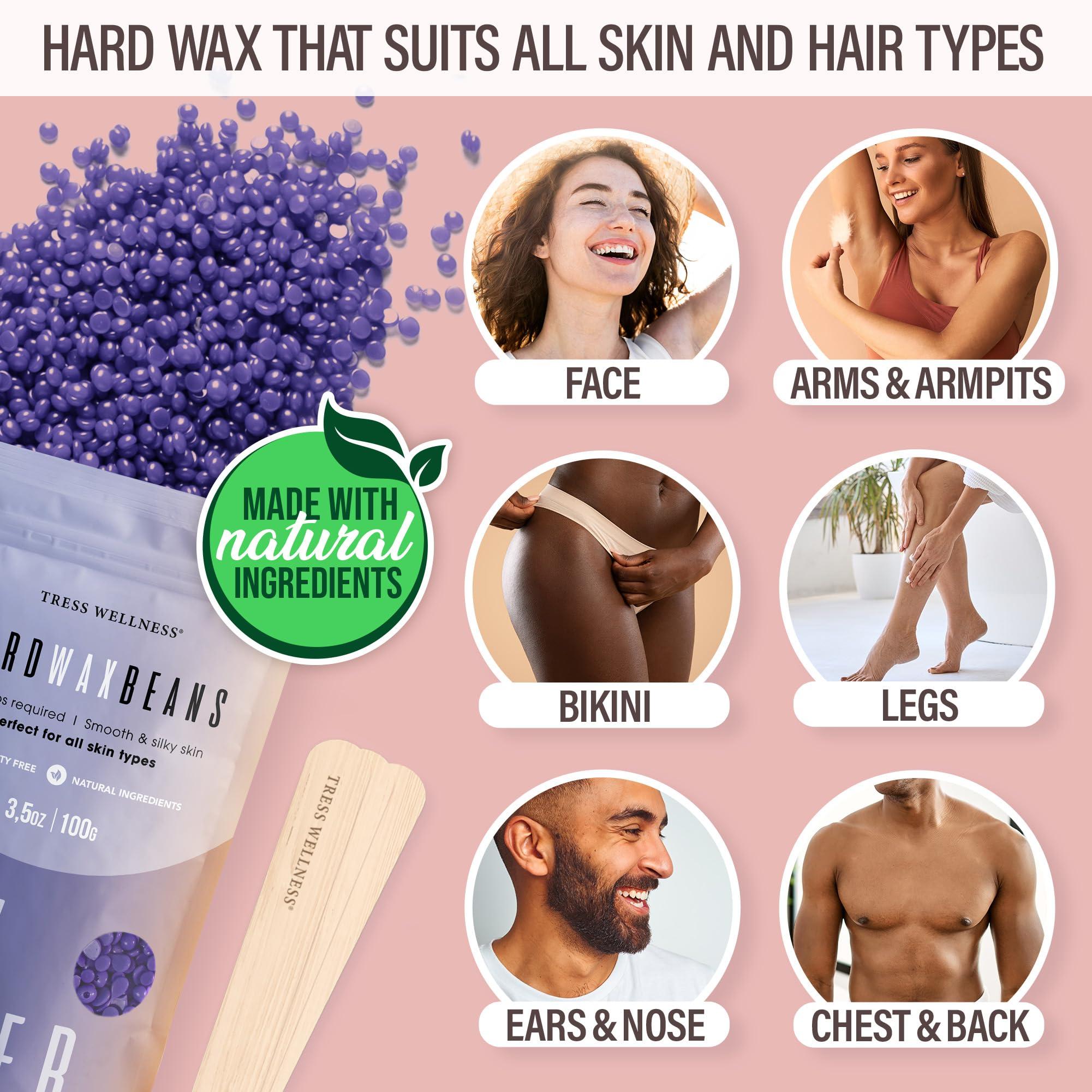 Tress Wellness Tress Wellness Waxing Kit for Brazilian Wax - Easy to Use - For Sensitive Skin - Digital Display, Dusty Pink Air