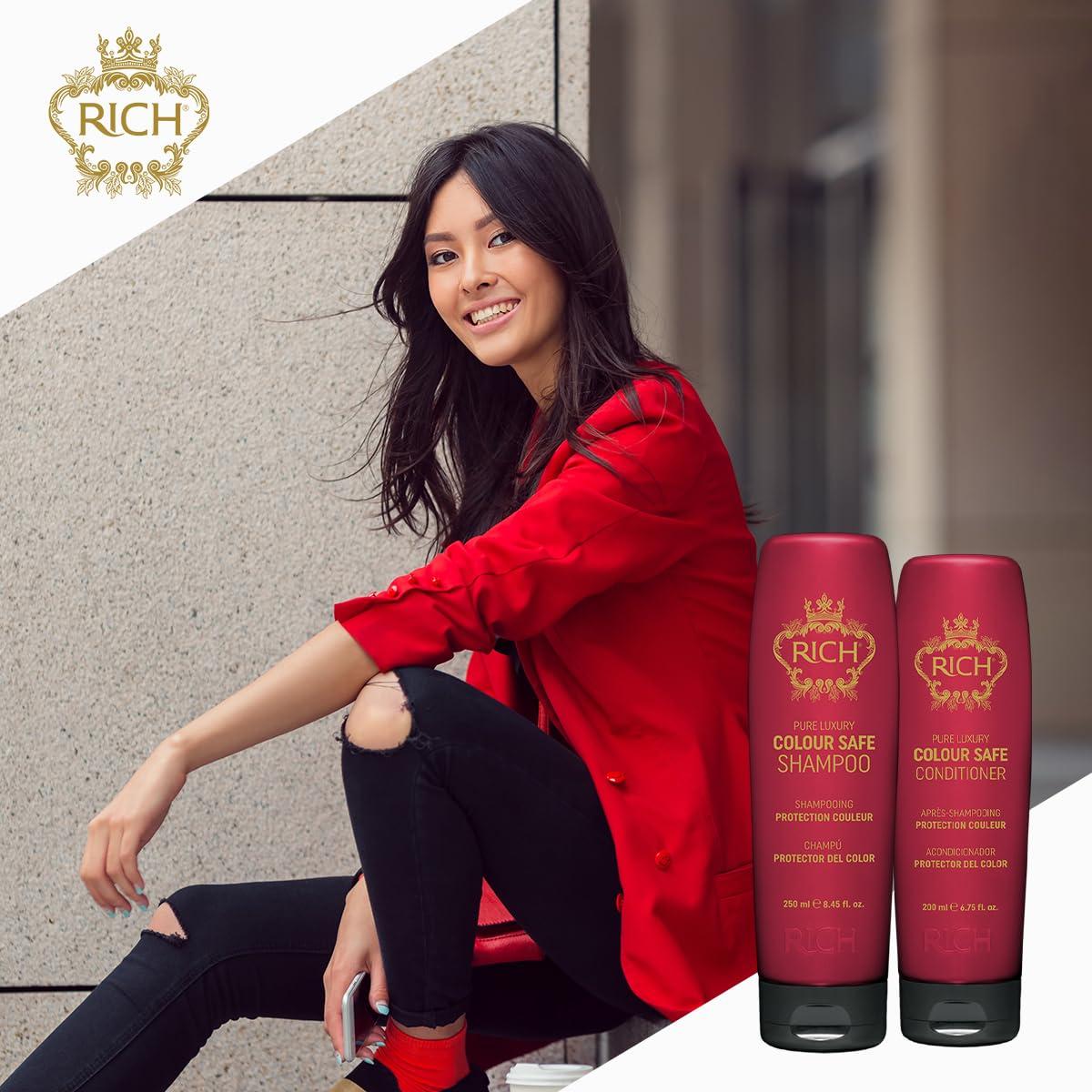 RICH RICH Pure Luxury Colour Safe Shampoo for Color Treated Hair Protect - Color Safe, Paraben & Sulfate Free Conditioner in Argan Oil, Biotin, Hyluronic Acid - 8.45 oz