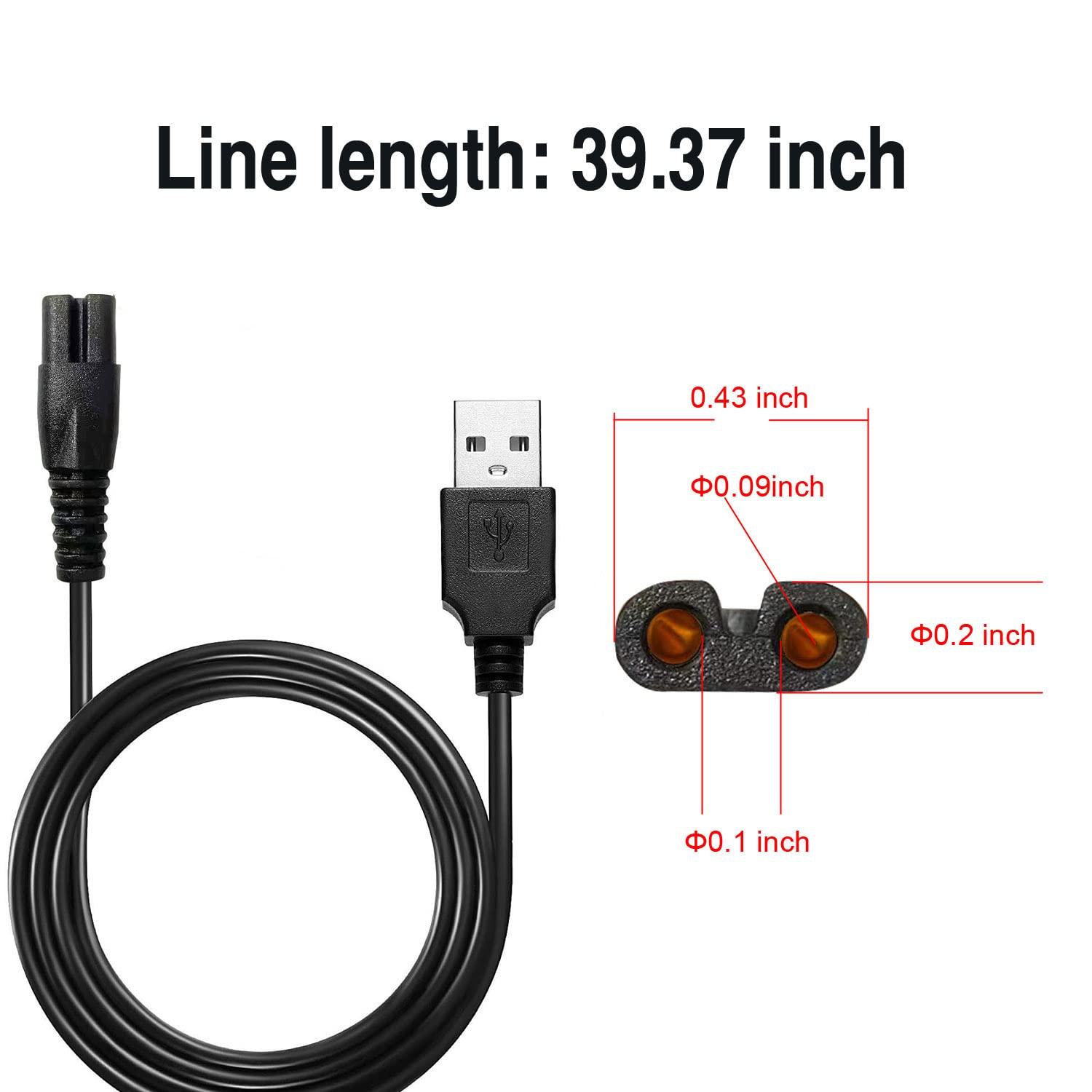 WAHFOX WAHFOX Universal Head Shaver Charger Cord USB Cable Compatible with Skull Shaver Pitbull and Mainstream Shaver Brands(USB Charger)