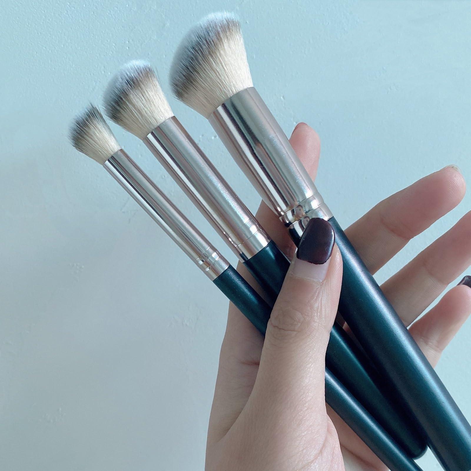 LuxeOne Beauty Brushes, 101 Foundation Brush, A506 Concealer Brush, Angie Hot & Flashy A506 Concealer, Angled Under Eye Concealer Brushes, Beauty Foundation Contour Conceal Makeup Brush Set (2PC)