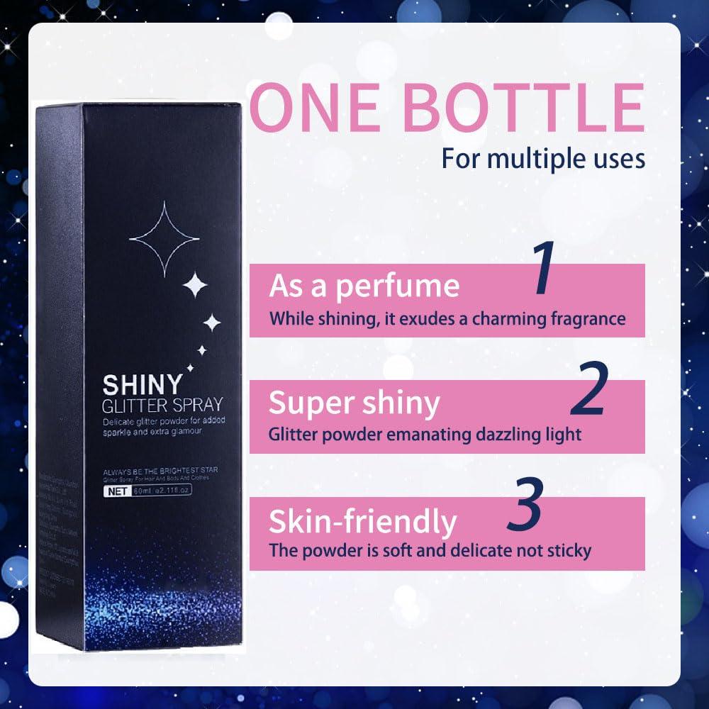 JISKG Body Glitter Spray, Perfect Body Glitter for Music Festival Stage Makeup and Festival Rave Highlighter Makeup. (2 Pcs)