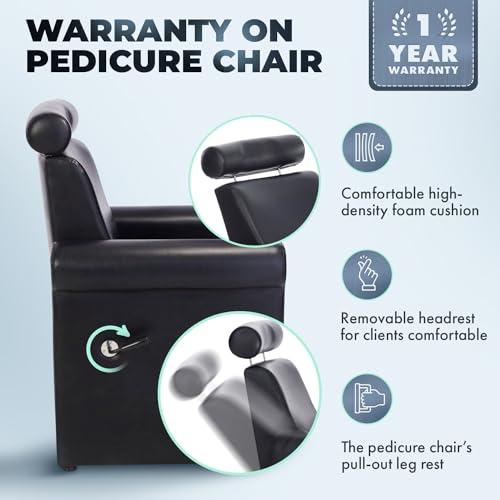 Buy-Rite Salon & Spa Equipment Buy-Rite Salon & Spa Equipment Mona Lisa Plumb Free Pedicure Chair - No Plumbing, Adjustable, Portable, Removable, Black, CHM-2320-5H-BLACK