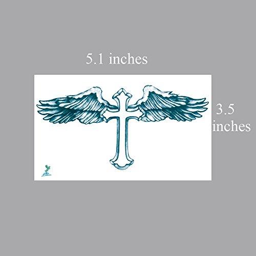 Yeeech Yeeech Temporary Tattoos for Men Waterproof Long Lasting Neck Design Cross Blessed Wings America Tribal Religious (4 Sheets)