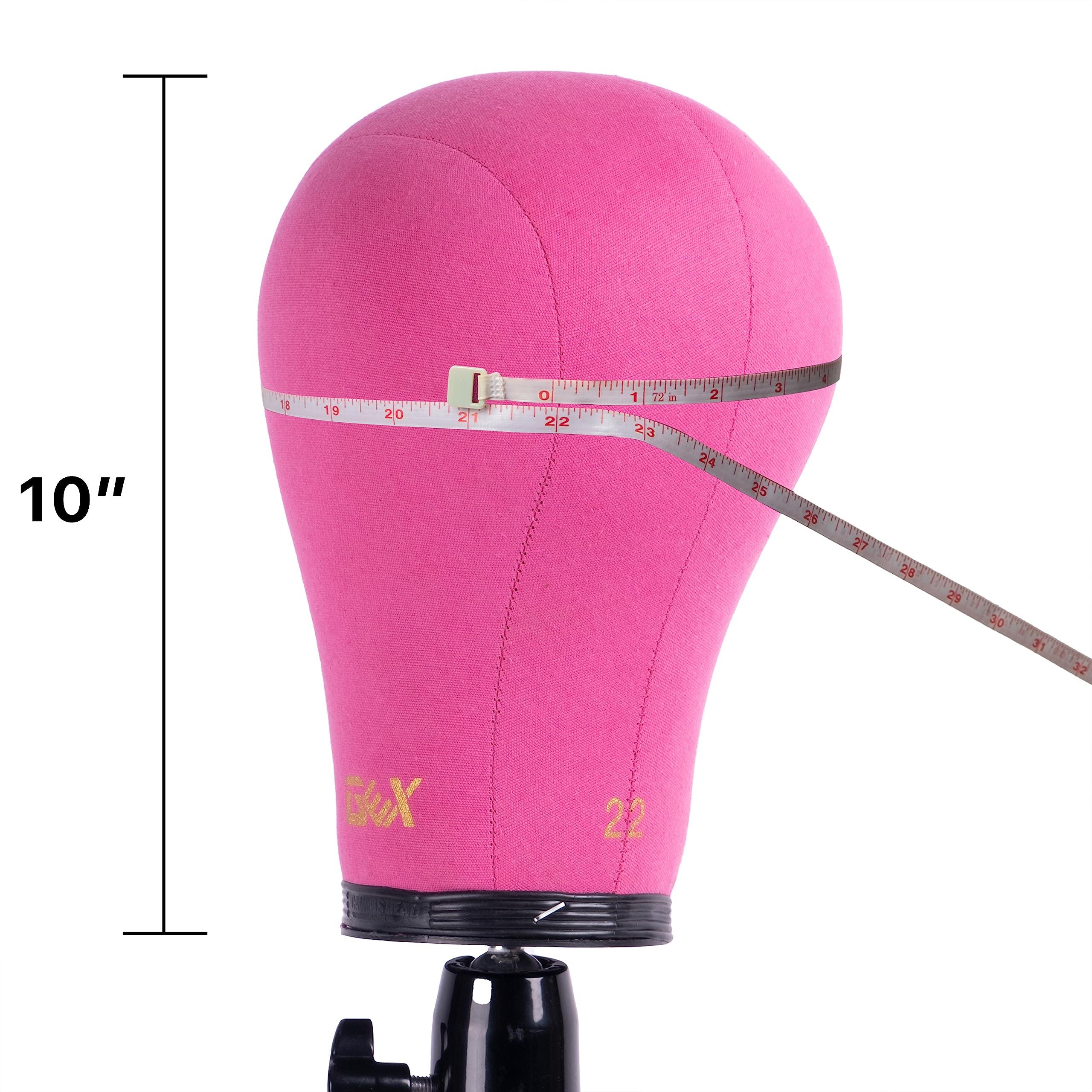GEXWORLDWIDE GEX 20\"-24\" Canvas Cork Wig Block Mannequin Head for Wig Making Drying Styling Display with Table C Clamp Stand Holder (Rosy 20\")
