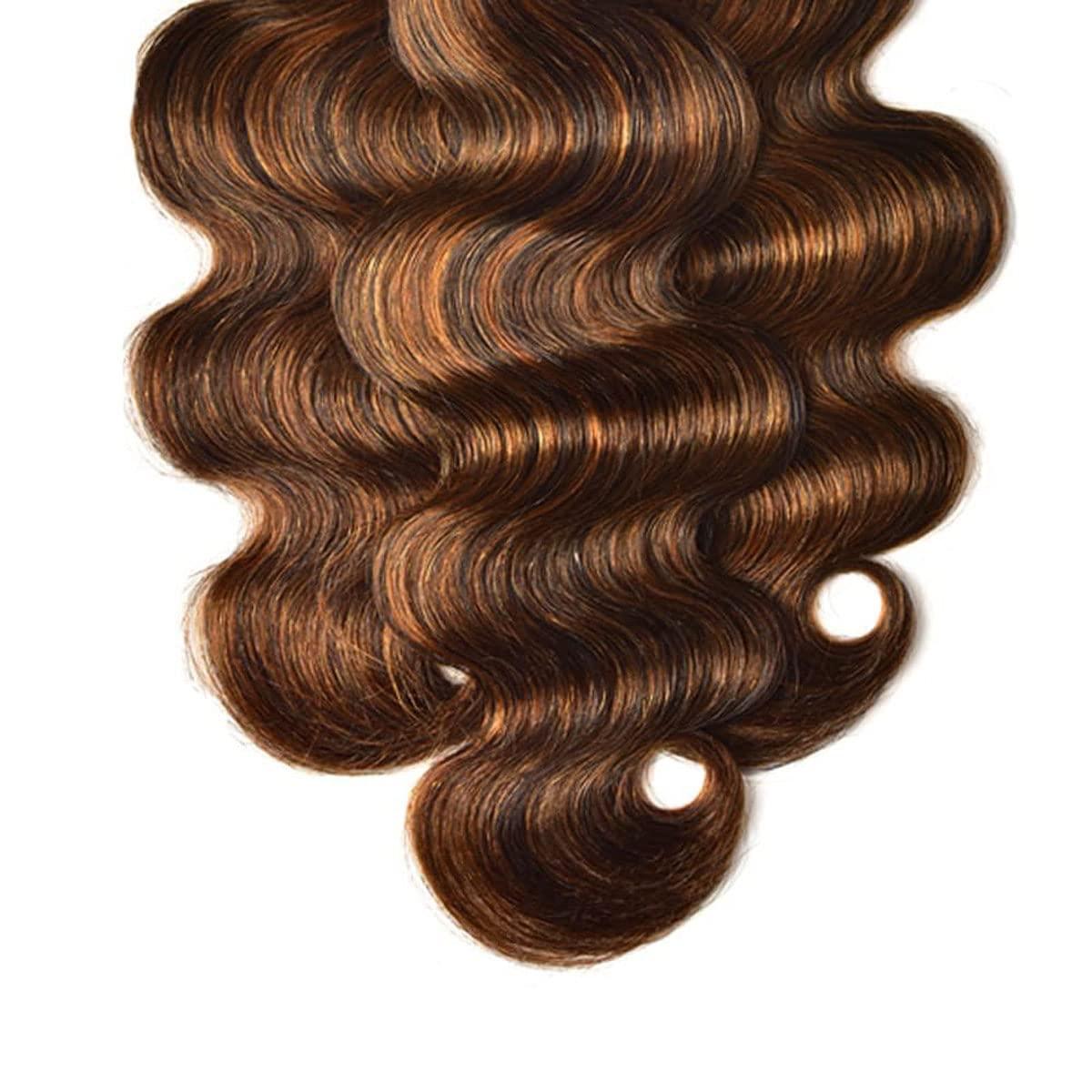 GzorOuzr P4/30 Body Highlight Bundle Wave Human Hair 1 Bundles Brazilian Remy Hair Weaves For Women Brown Bundle Hair Bundles 20 Inch
