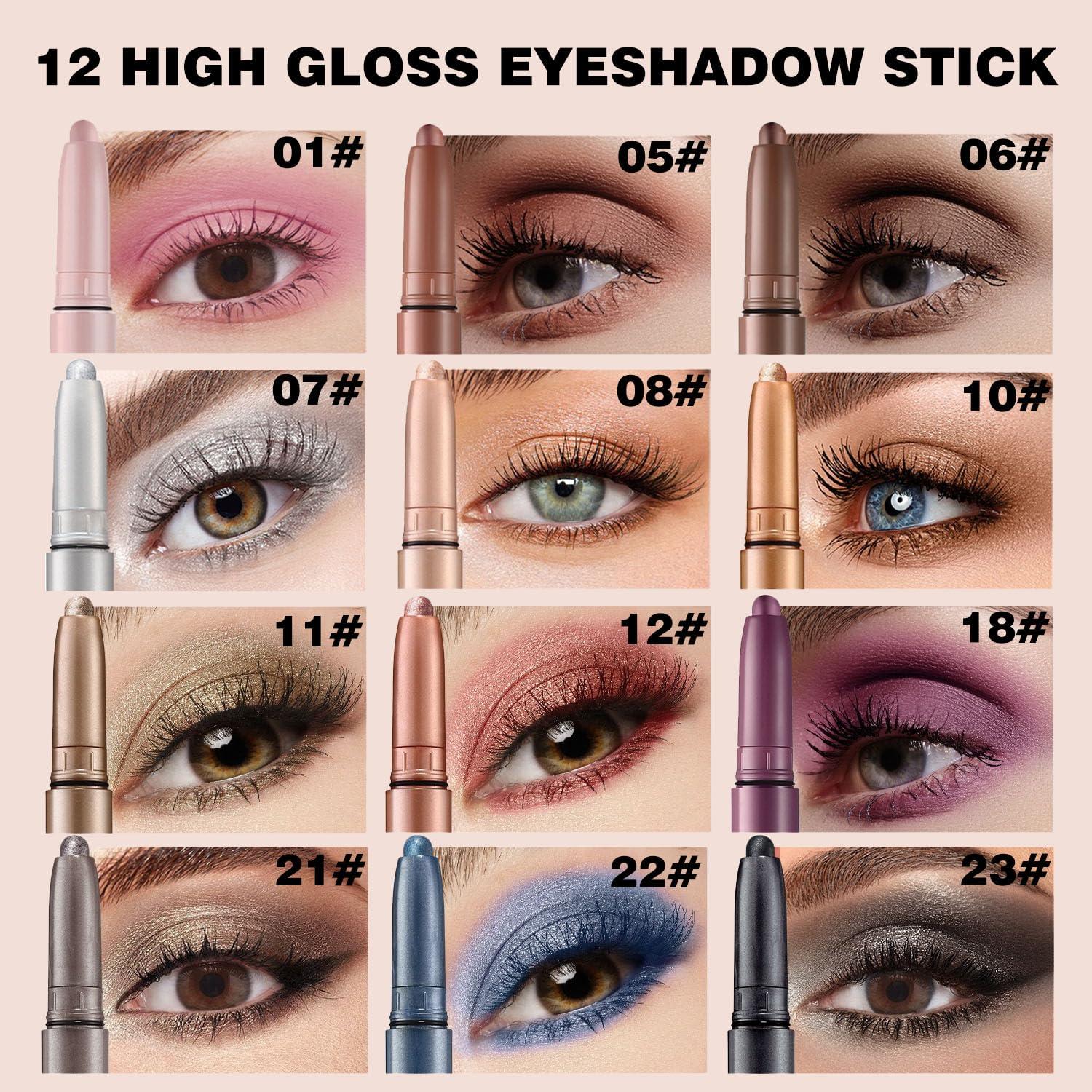 Melsintern Melsintern Grey Eyeshadow Stick Makeup,Matte Cream Eye Shadow Pencil,High Pigmented Crease-proof Glitter Eye Shadow Brightener Stick,Waterproof Long Lasting Eye Highlighter Crayon Eyeliner