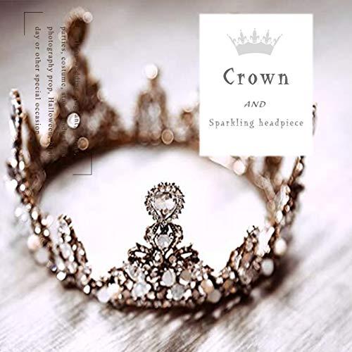 Blufly Blufly Baroque Bridal Crown and Tiara Rose Gold Crystal Full Crowns Dolce Baroque Diadem Headband Pageant Flower Hair Accessories Pearls Bride Headpieces for Women and Girls (D)