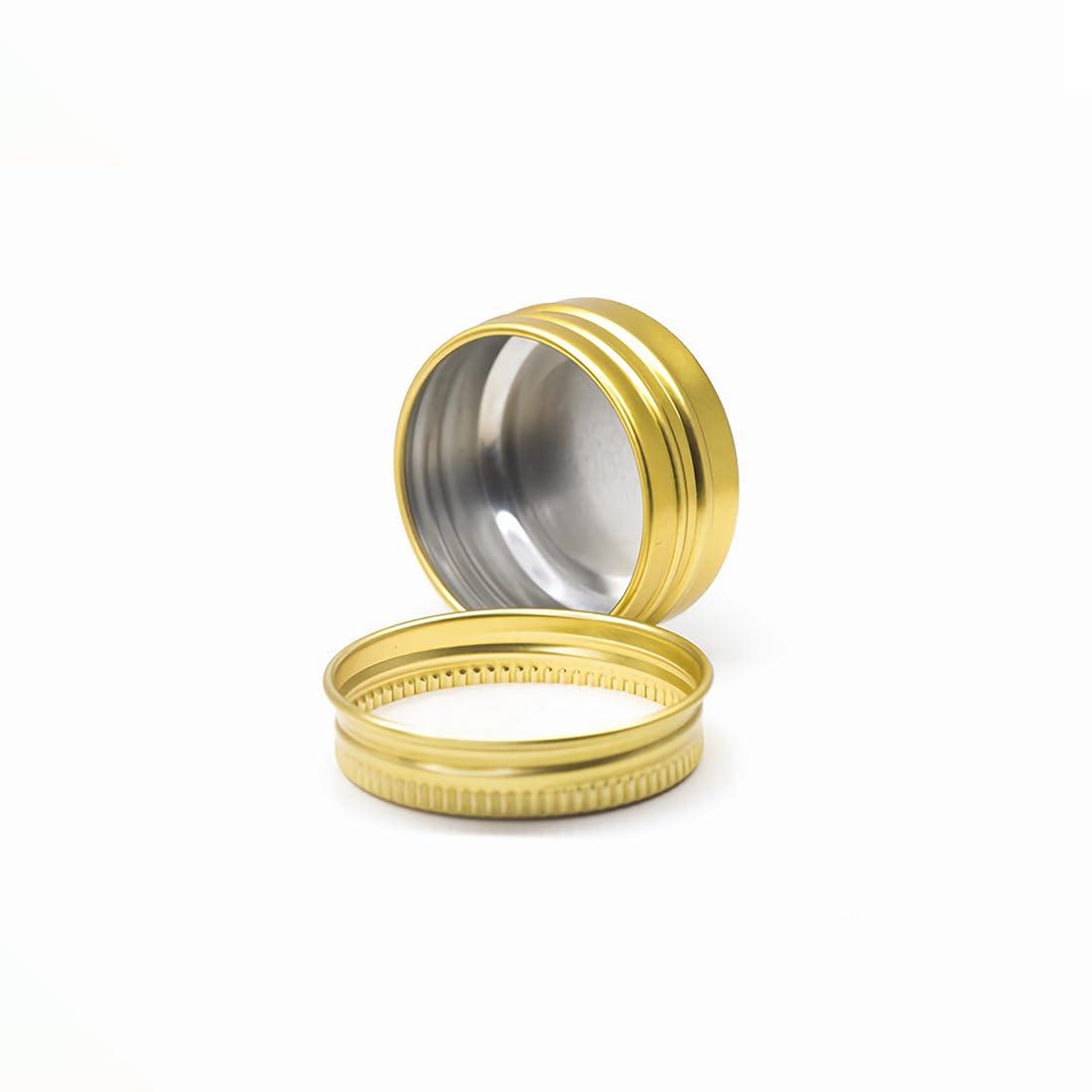 Generic LXLK 12 Pack 15ML Gold Aluminum Lip Balm Tins Cans Jars Empty Refillable Containers with Screw Lid Round Travel Cosmetic Storage Bottle for Powder Candle Salve Spice Cream Anti-Leakage