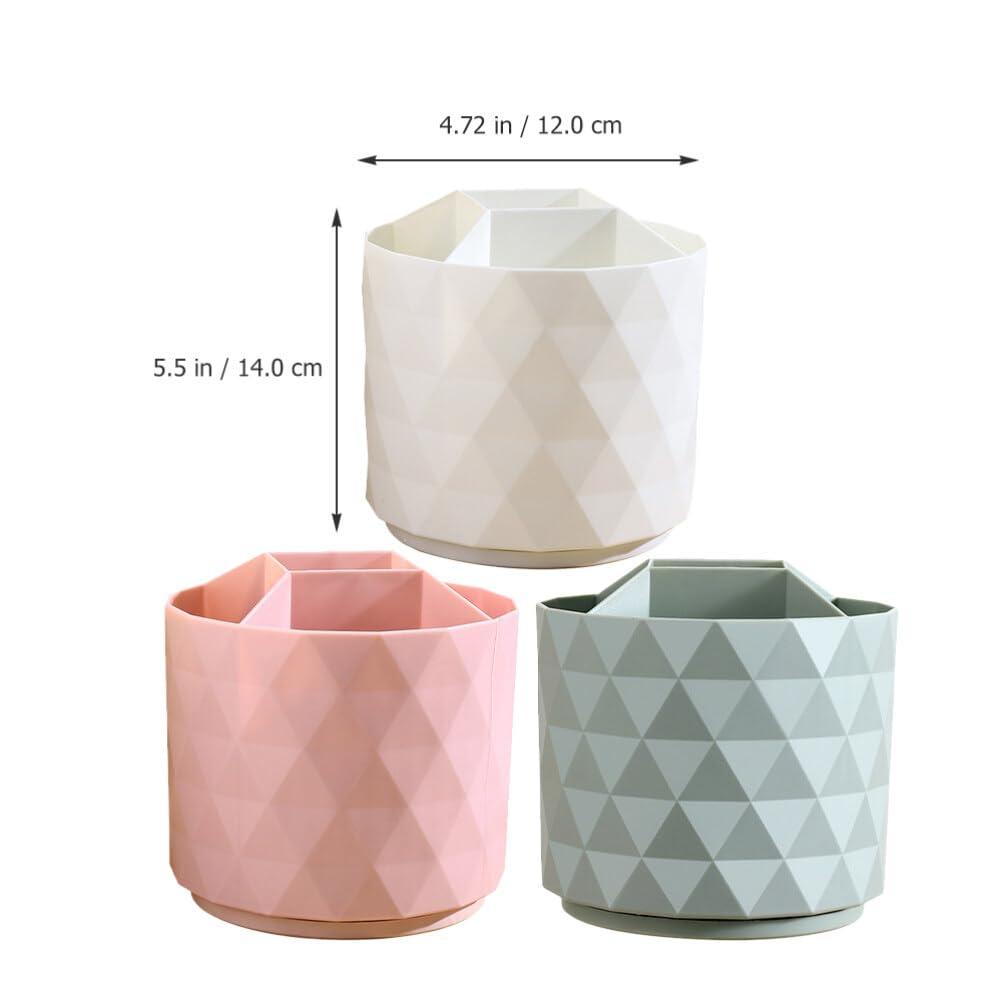Cabilock Cabilock Desk Top Shelf Stand 3pcs Makeup Brush Holder Organizer PP Rotating Pen Holder Desktop Stationary Organizer Storage Cup for Lipsticks Comb Beauty Tool Lipstick Kit