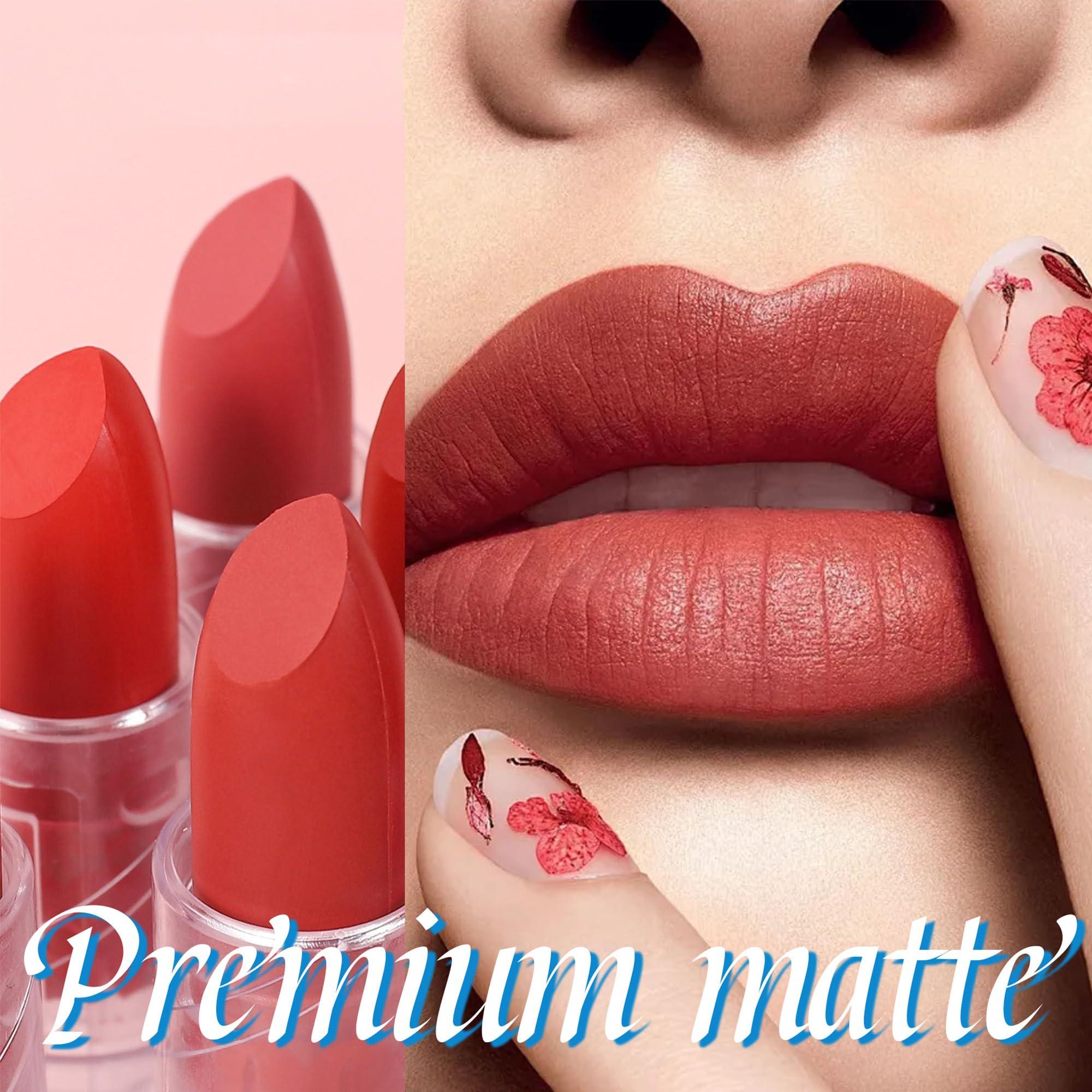 DLZZRS DLZZRS Flower Matte Lipstick, Moisturize Long Lasting Lock in Color Velvet Matte Lipstick, Waterproof Non-Stick Cup Premium Matte Lipstick for Women Girls(#09)