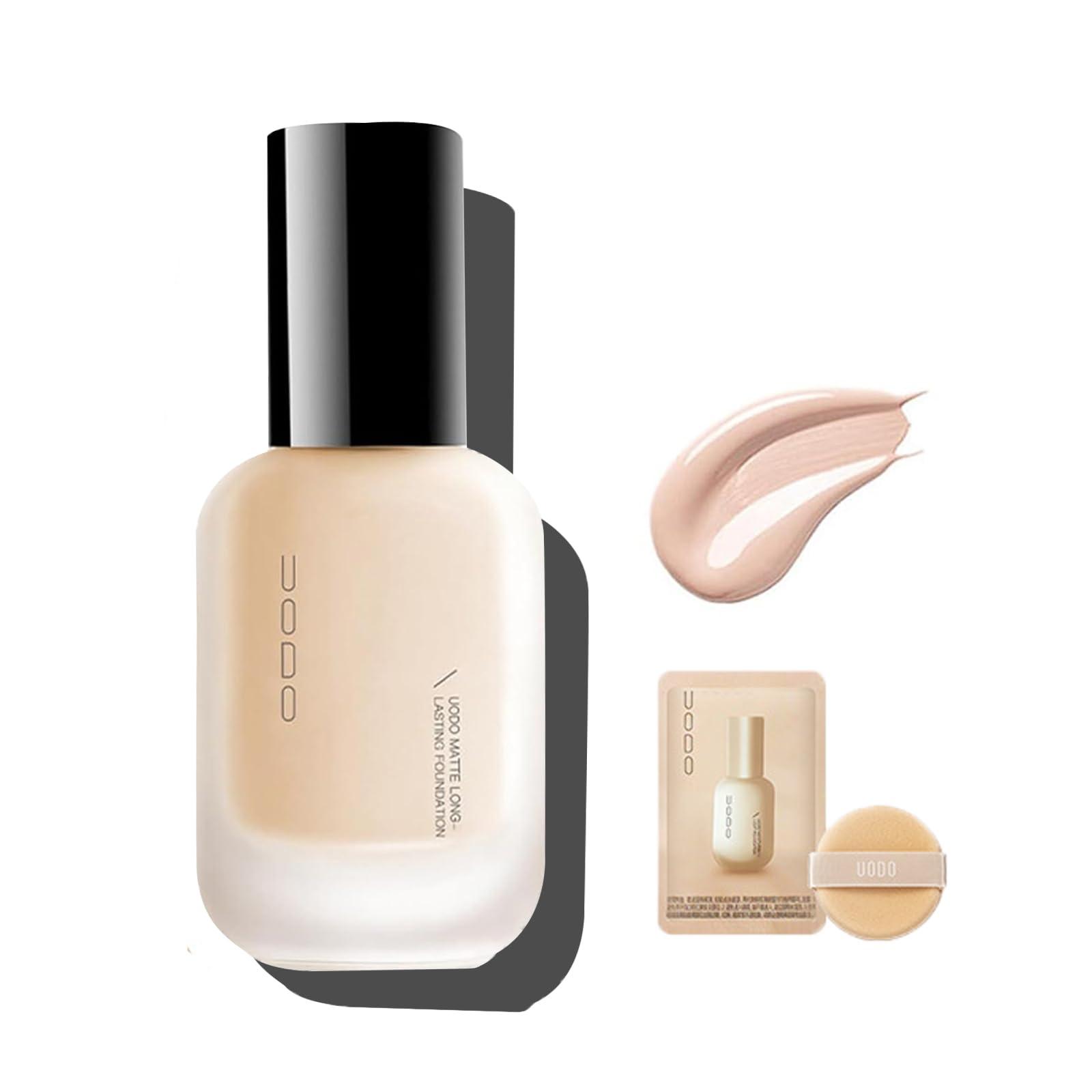 Oplviude UODO Liquid Foundation - UODO Moisturizing Light Foundation/UODO Matte Long Lasting Foundation, UODO Foundation, Invisible Foundation Makeup Uodo, Uodo Maquillaje (Matte C01 White)