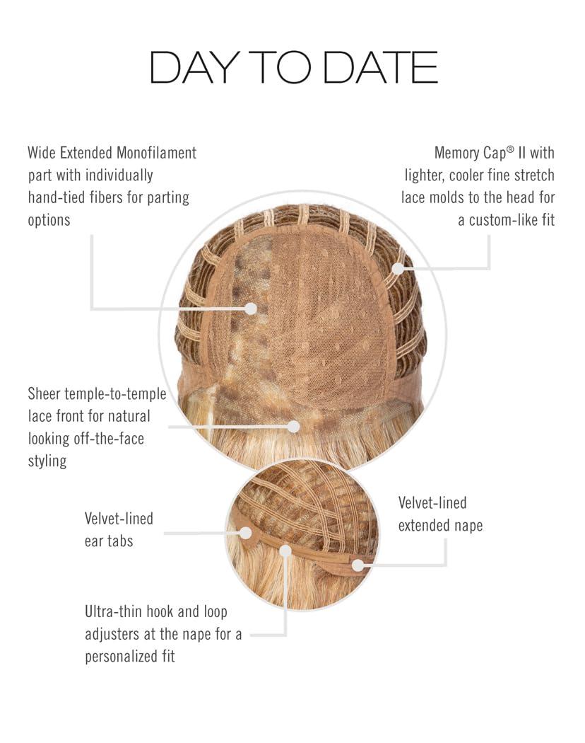 Hair u wear Raquel Welch Day To Date Wig With Long Layered Soft Curls, By Hairuwear, Average Cap, RL4/6 Black Coffee