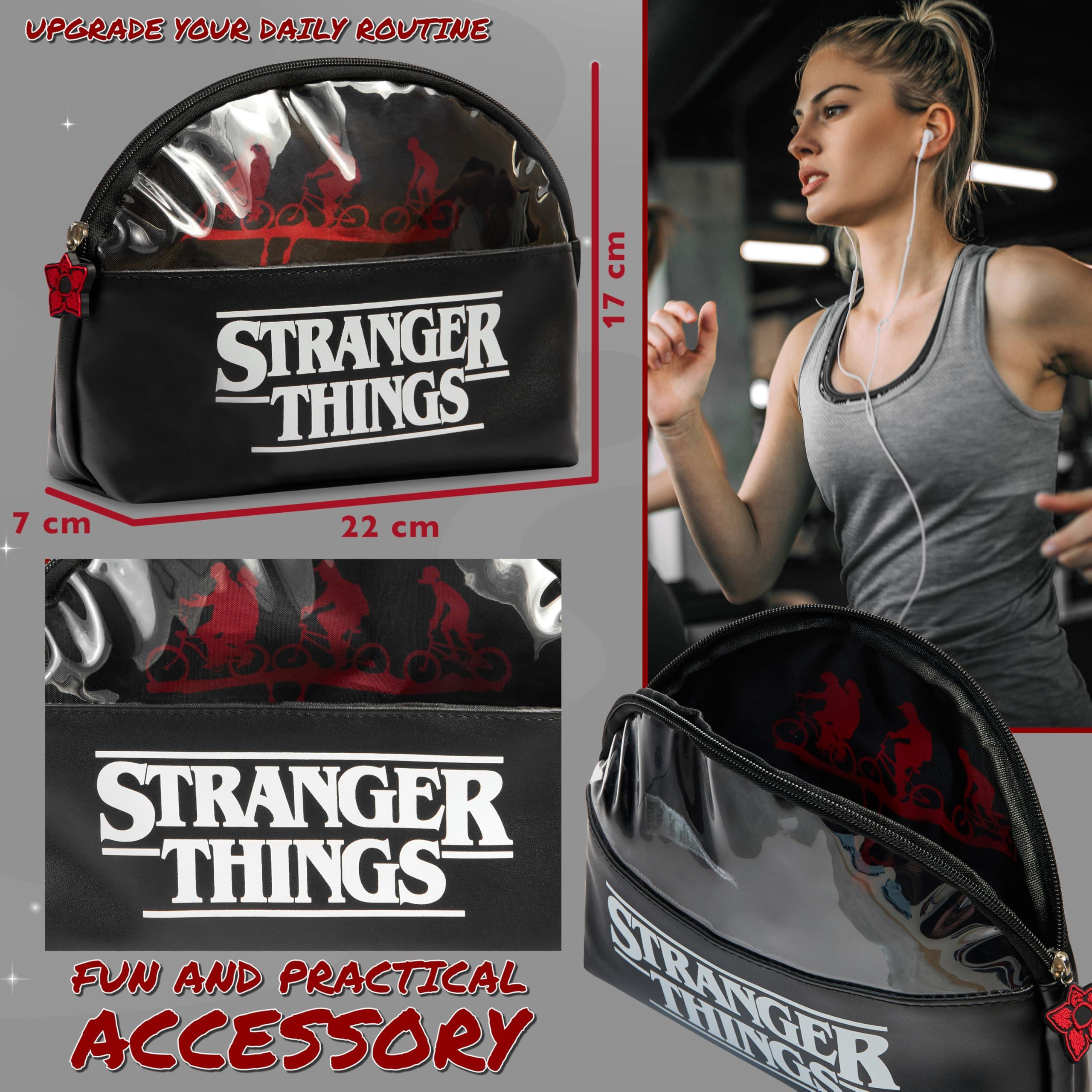 Stranger Things Stranger Things Wash Bag for Women Men Teenagers Makeup Bag Travel Toiletry Bag Gym Holiday Grooming - Gifts for Her (Black)