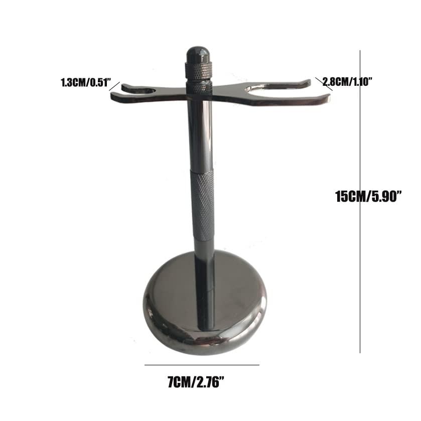 ECHOLLY 3 in1 Premium Shaving Brush Kit for Men Includes Vegan Badger Synthetic Hair Shaving Brush,Stainless Steel Shaving Soap Bowl,Heavy Safety Stand for Mens Gift (Deluxe Black)