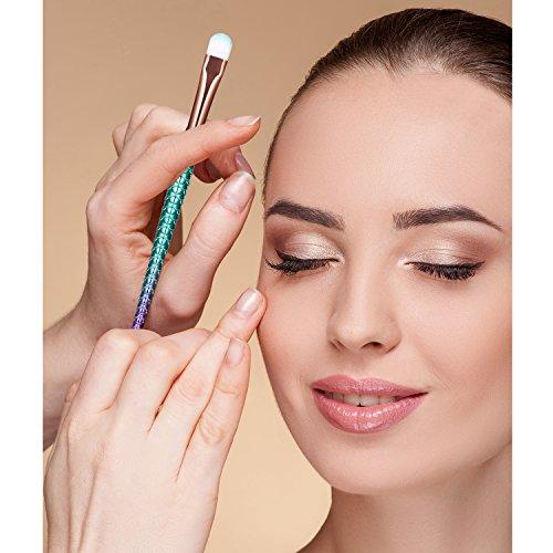 boniss Boniss Mermaid Makeup Brushes set Synthetic Fiber Hair 10Pcs Makeup Brush Kit with Bag Foundation Powder Eyeshadow Eyeliner Blending Blush Lip Concealer Fan Brush Face Cosmetic Tools (Purple blue)