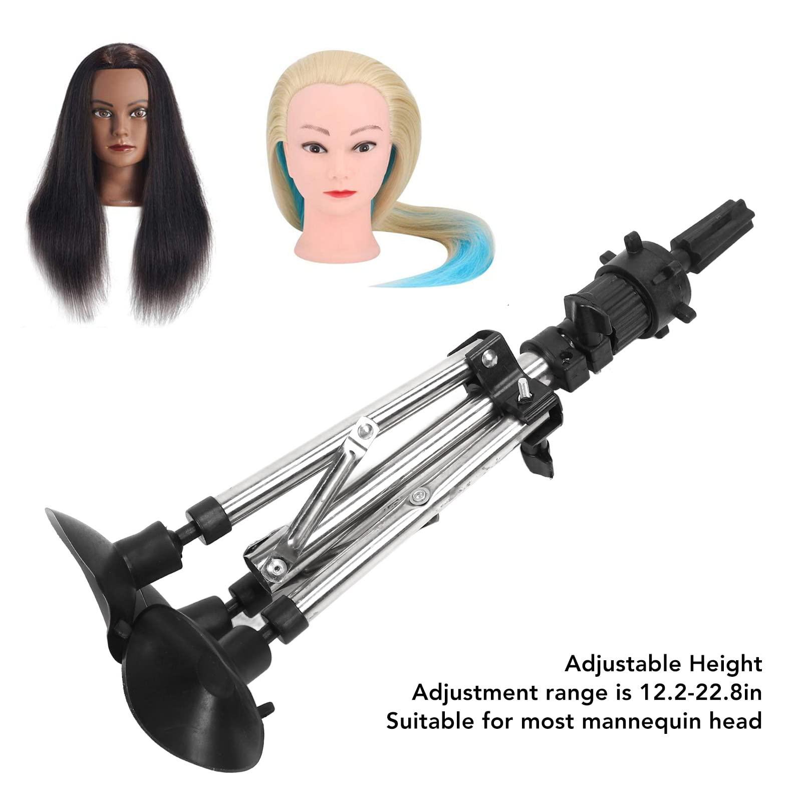 NSXAYIWE Mannequin Head Tripod Stand, Foldable Wig Head Stand Alloy Mannequin Head Holder Adjustable Mannequin Stand Tripod for Beauty Hairdressing Styling