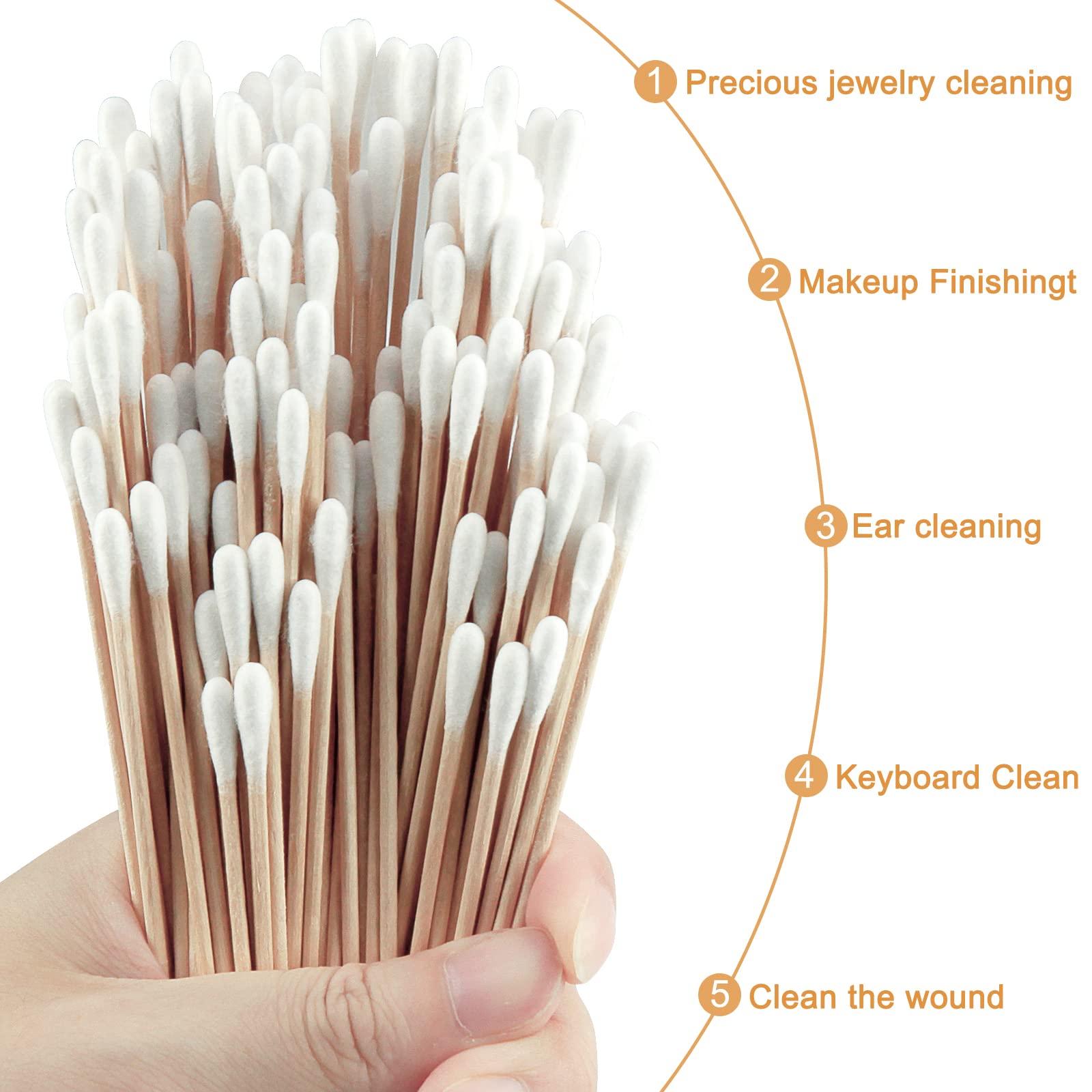 Garrelett 1200 PCS 6 Inches Long Cotton Swabs with Storage Case, Include 600 PCS Round & 600 PCS Pointed