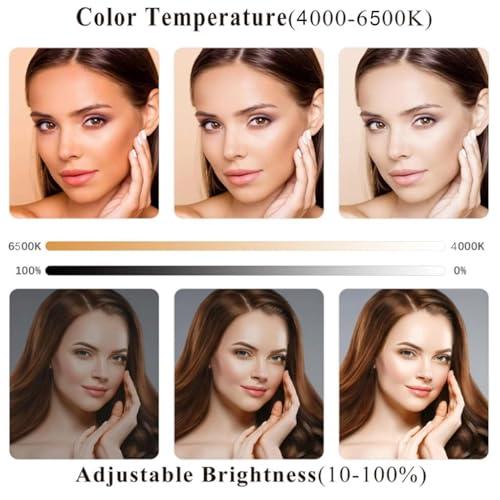 RYAZOZA RYAZOZA LED Half Moon Nail Desk Lamp, Square Foldable Nail Desk Lamp, Foldable 4000-6500k 36w Adjustable Brightness for Lash Tech, Cosmetic, Tattoo, Eyebrows(Color:Silver)