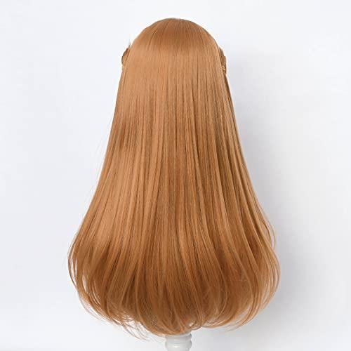 Aicos Aicos Anime Orange Cosplay Wig with Ponytails Hair Pins Women Anime Costume Wig for Halloween,Festival,Party and Daily Wear + Wig Cap