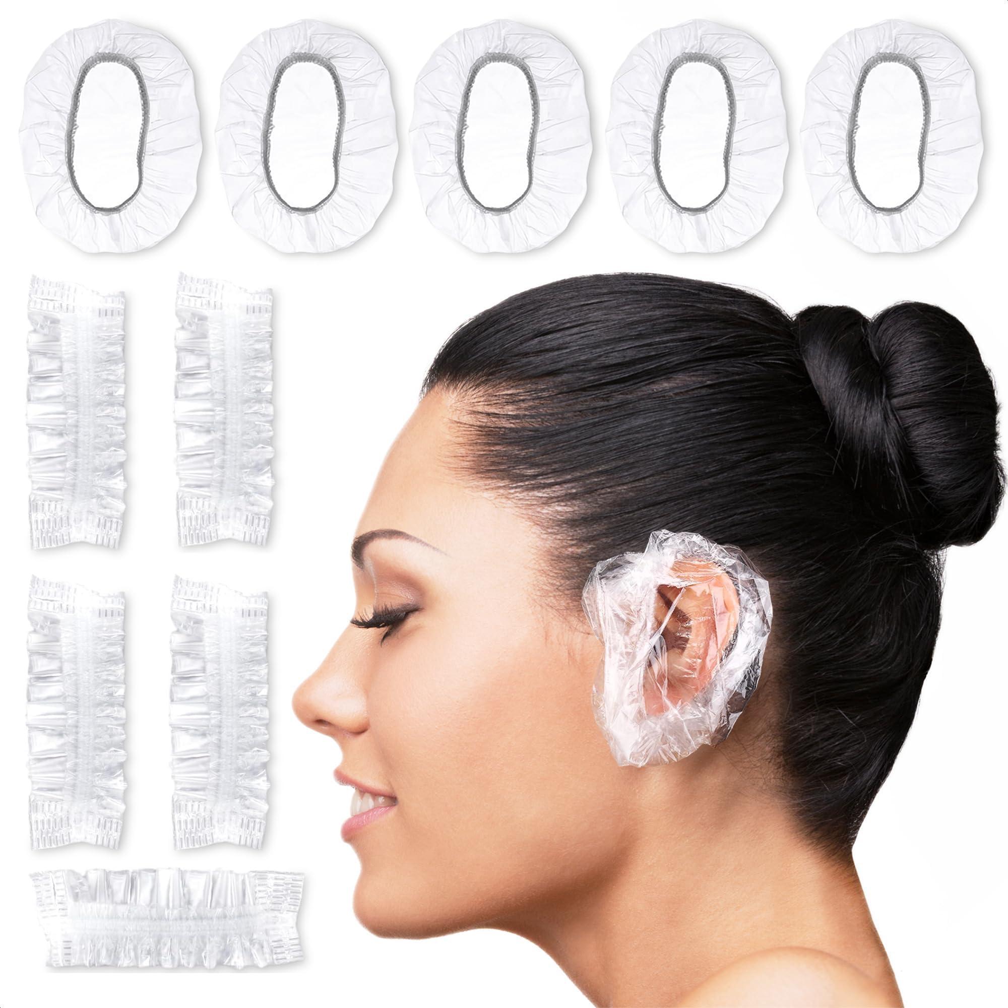 DIMROM 200 Pack Ear Covers for Shower - Disposable Ear Covers for Hair Dye Shower Ear Covers Ear Shower Caps for Adults - Ear Caps for Shower Plastic Ear Covers for Showering Waterproof Ear Covers for Shower