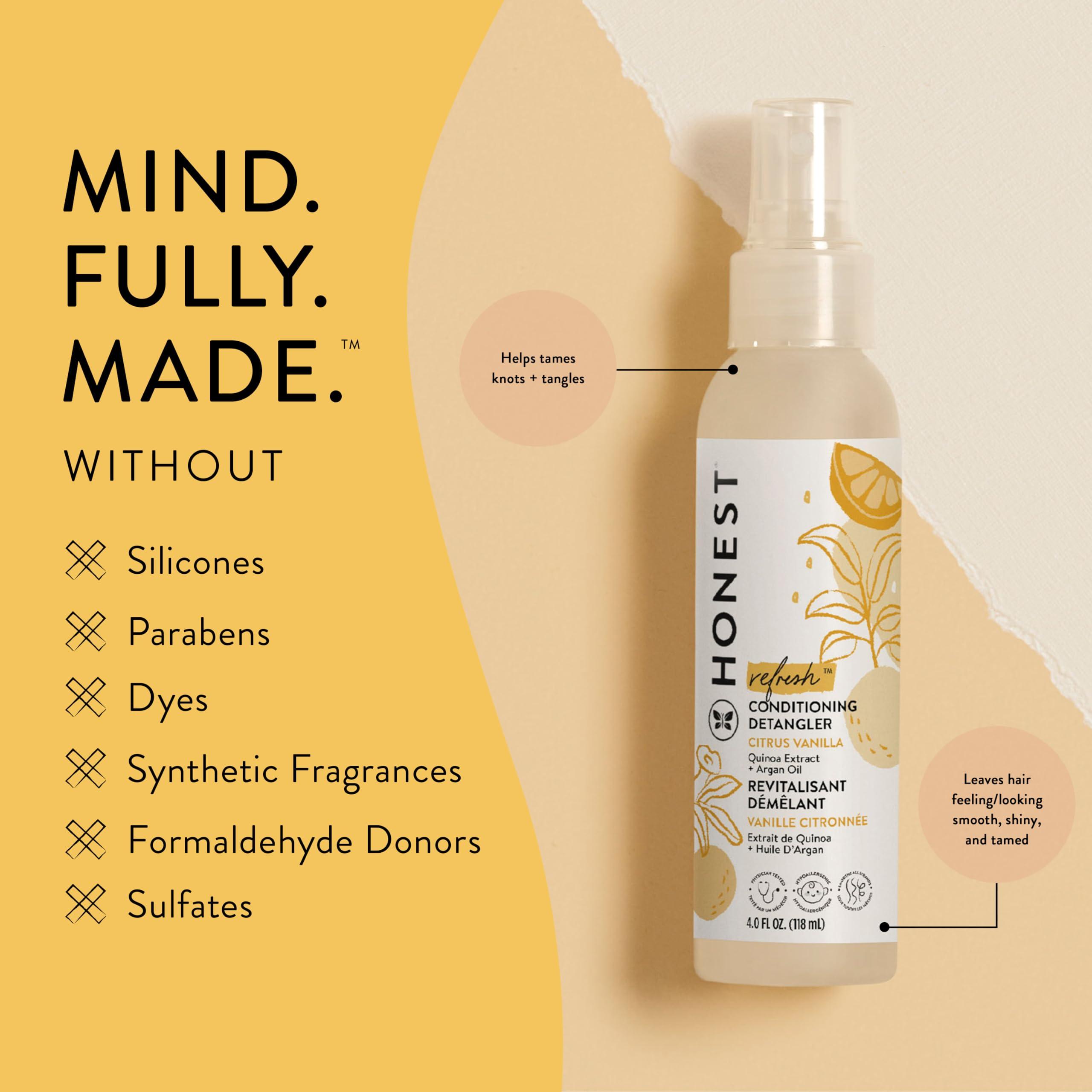 The Honest Company The Honest Company Conditioning Hair Detangler Spray Variety Pack | Tear-Free + Hypoallergenic | Lavender, Citrus Vanilla, Sweet Almond | 4 fl oz each (pack of 3)