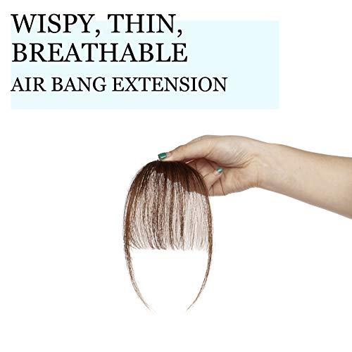 Hairro Hairro Clip In Bangs Human Hair Extensions Real Clip On Front Fringe Hairpieces Wispy Air Side Bangs With Temple Thin Curtain Bangs Hair Clip Top Hairpiece For Women 5g #04 Medium Brown