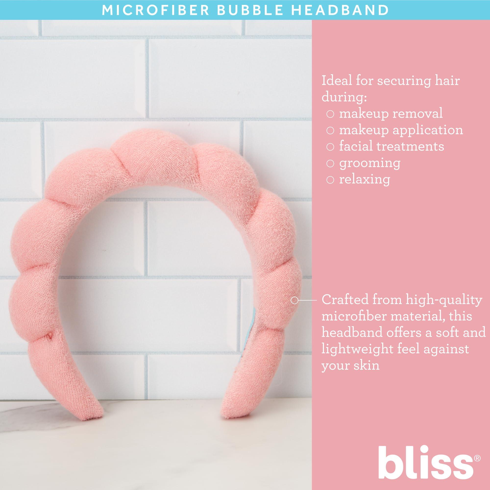 Bliss Bliss Women\'s Spa Headband - 2 Pack Microfiber Makeup Bubble Headband - Puffy Hair Band for Washing Face, Facials, Skincare, Shower, Size, Orange/Purple
