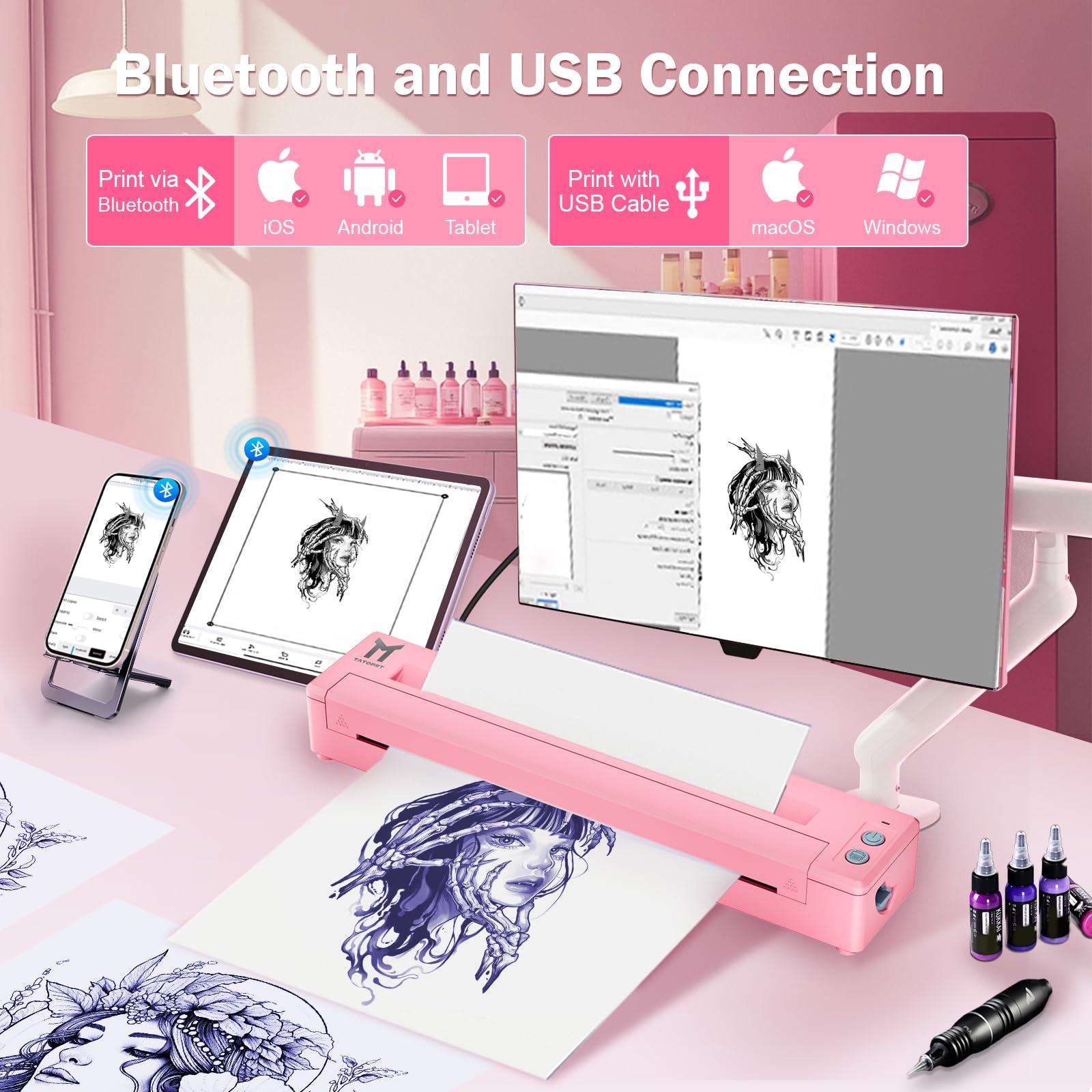 TATOPRT TATOPRT P19 Wireless Tattoo Stencil Printer Bluetooth Thermal Temporary Tattoo Transfer Printer Machine Kit for Tattoo Artists & Beginners