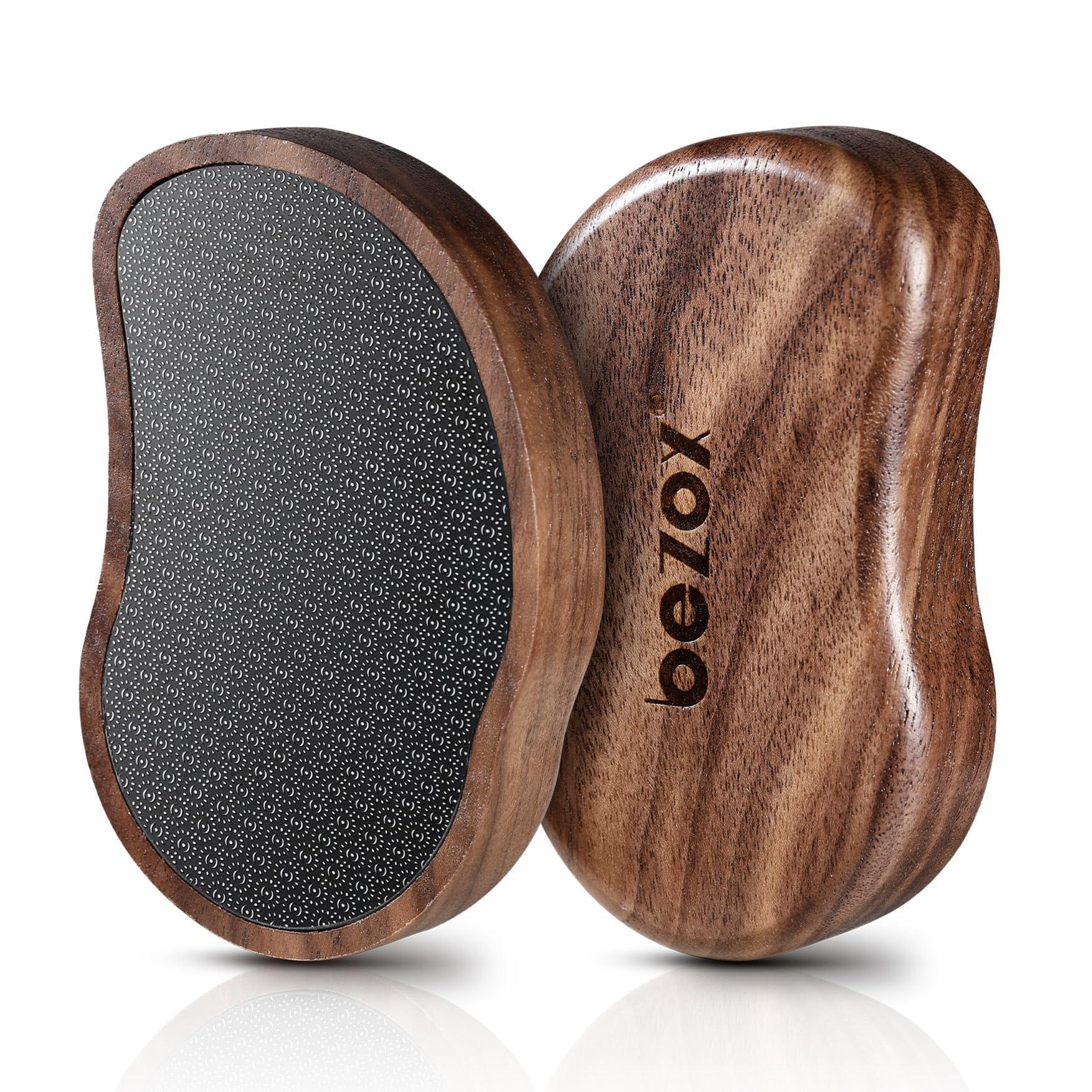 BEZOX BEZOX Glass Foot Scrubber(1 PCS) - Nano-glass Pedi Egg Pumice Stone for Feet Dead Skin, Plastic-Free Pedicure Foot File Callus Remover for Silky Smooth Feet - Walnut Wood Handled