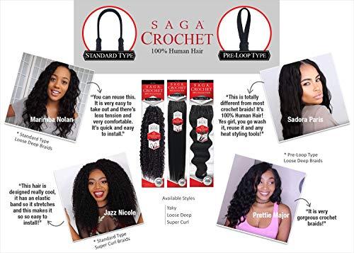 SAGA Saga Human Hair Crochet Braids Pre Loop Type Super Curl (16", 1)