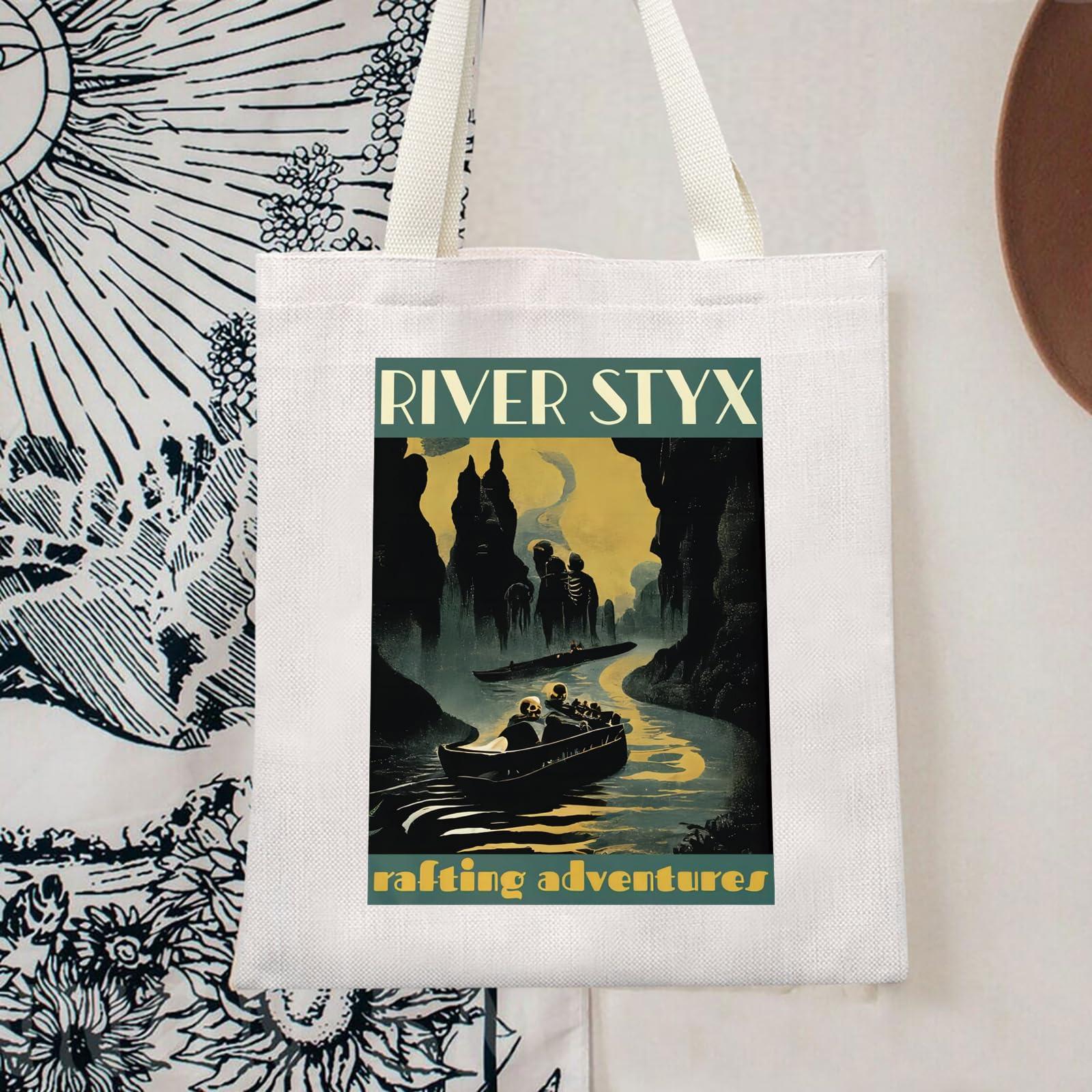 TOBGBE TOBGBE Gifts For Book Lovers Lovers River Styx Greek Mythology Merchandise Dark Academia Canvas Bag (River Tote)