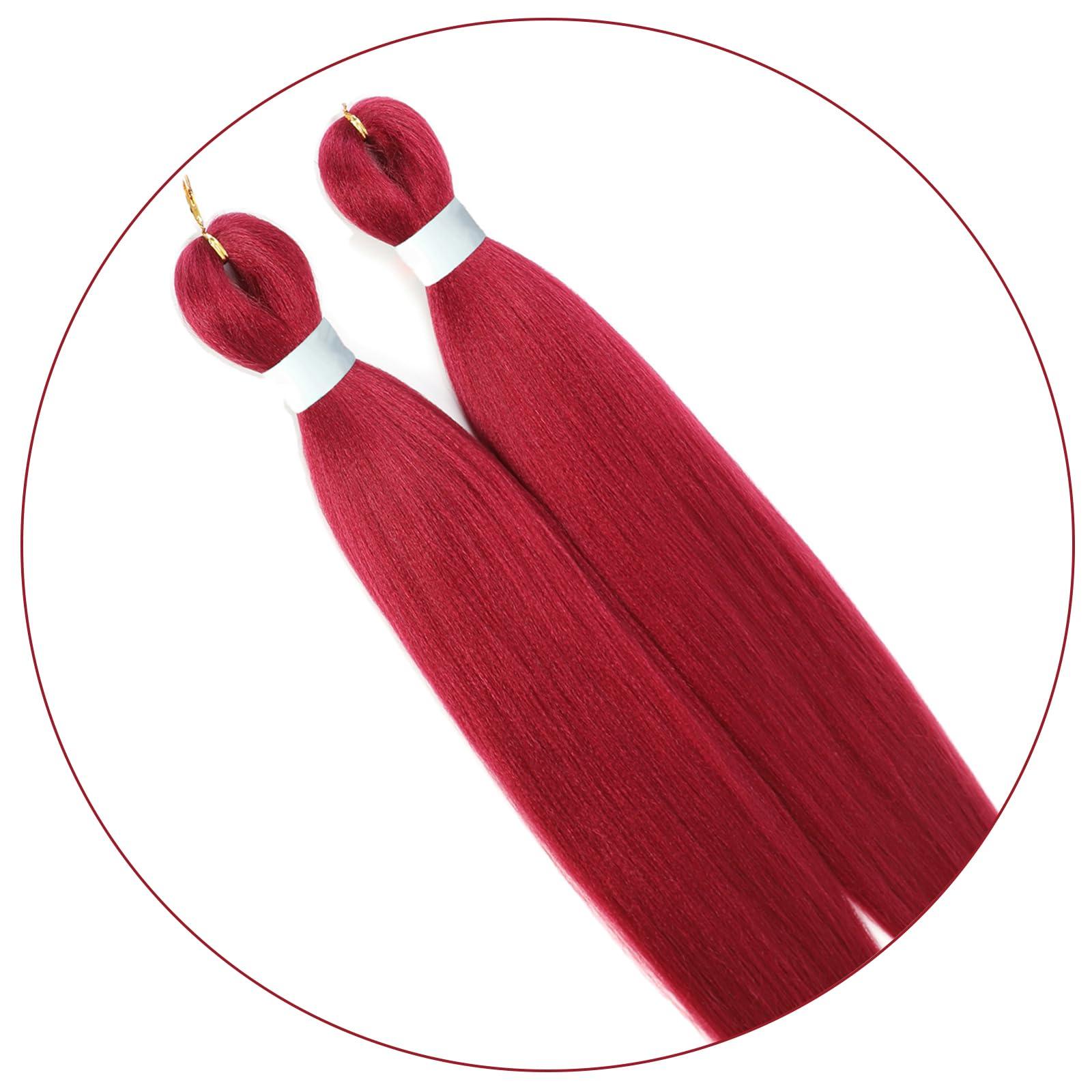 Savasana Savasana Rose Red Pre stretched Braiding Hair, 26 Inches Box Braids Hair Extensions, 3 Packs Yaki Texture Braiding Hair Pre stretched