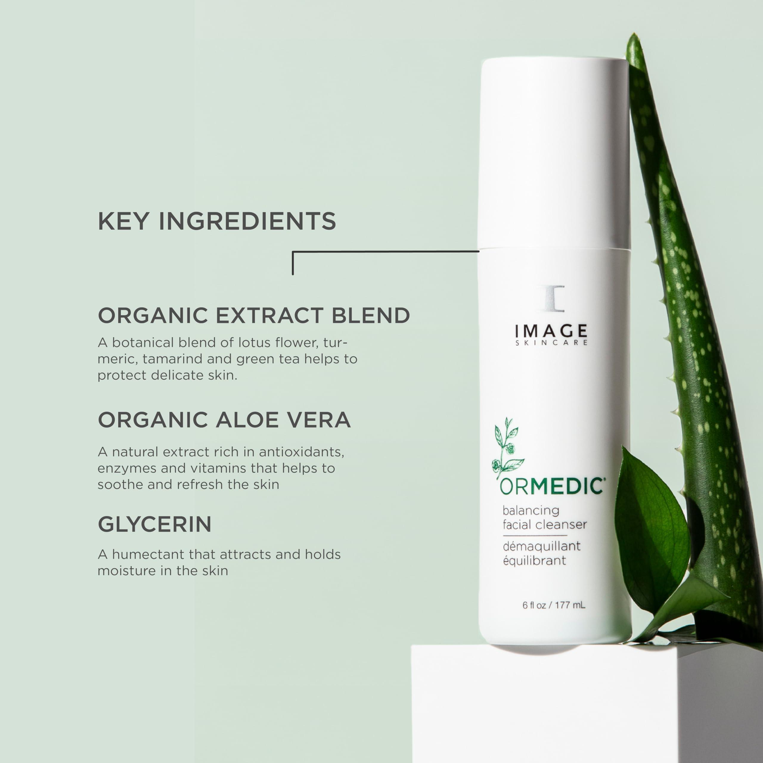 IMAGE Skincare IMAGE Skincare Ormedic Balancing Facial Cleanser + pH Balancing Lip Enhancement Complex, Mild Face Wash and Deep Hydration Lip Plumper for Fuller Lips, 1.7 oz + 0.5 oz