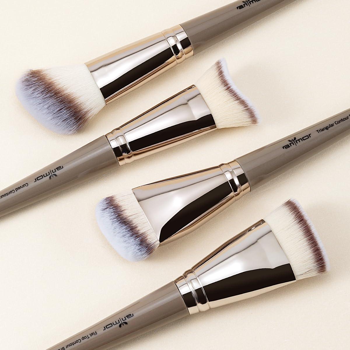 anmor Anmor Contour Brush Set, Premium Contour Blush Bronzer Face Makeup Brush, Perfect For Cheek Jaw Nose Blending Contouring Polishing, Suitable For Powder Liquid Cream(Angled and Triangular Contour Brush