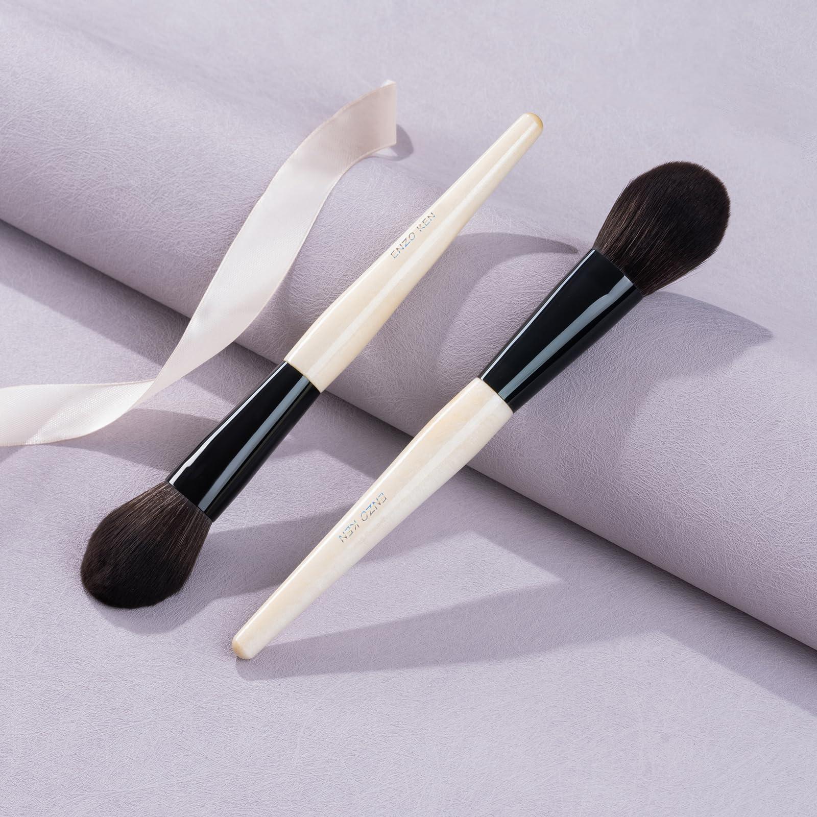 ENZO KEN ENZO KEN Natural Blush Brush, Natural Black Goat Hair Makeup Brushes, Blush Makeup, Natural Hair Powder Brush, Detail Blush Brush, Fluffy Blush Brush for Cheeks, Nose Contour Brush. (804B)