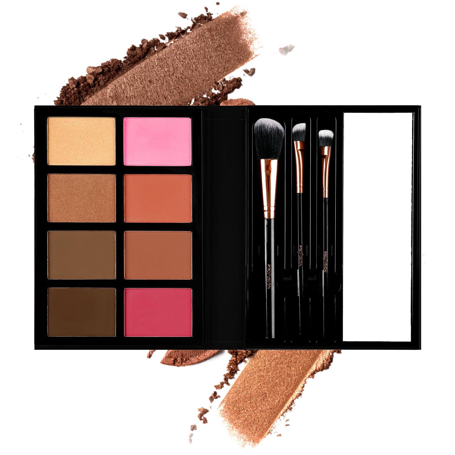 Profusion Cosmetics Profusion Cosmetics - Blush & Bronzer - Professional 8 Color Palette Makeup Kit Blush Highlighter Bronzer - Nude Highlight Champagne Highlight Light Bronze Shadow Bronze Pink Warm Peach Rose Pink