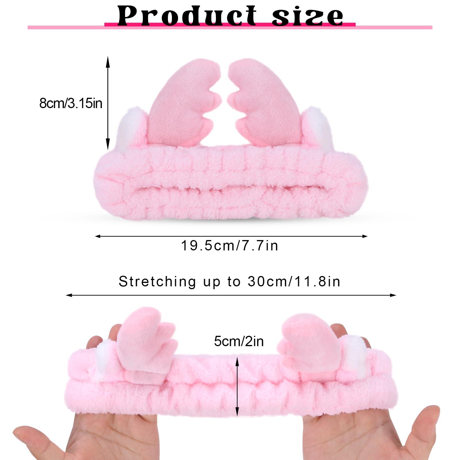 Jowmoy Jowmoy Cute Pink antlers Headband, Headband to Wash Face for Women Makeup Shower Spa Headband