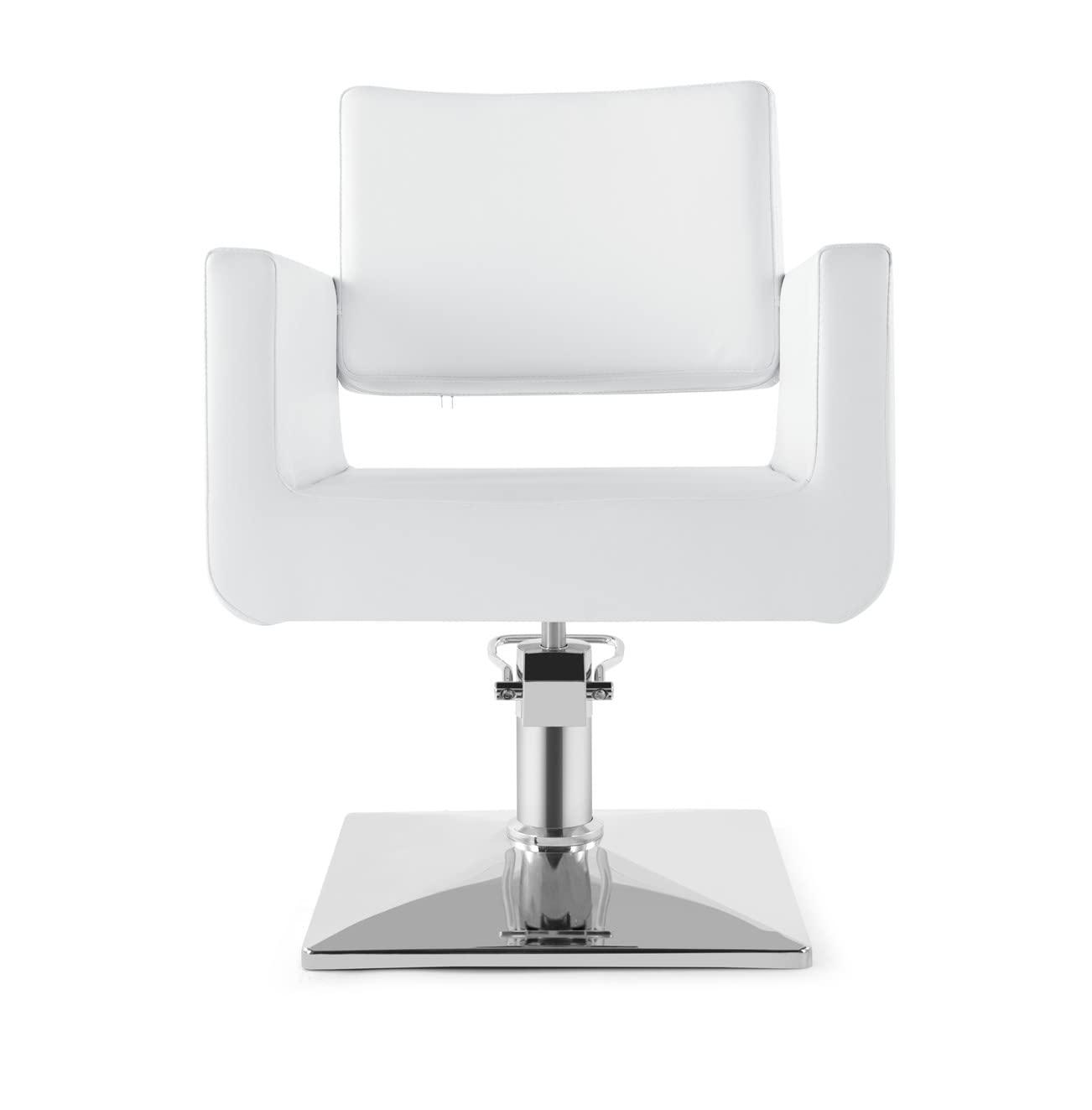 Beautymega Beautymega White Salon Spa Beauty Chair Square Base Vintage Stylist Barber Chair
