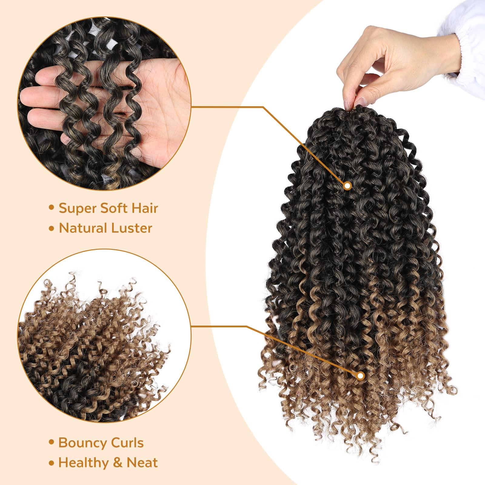 HANNE HANNE Kinky Curly Crochet Hair Afro Crochet Hair Curly Yanky Twist Crochet Hair for Black Women Jerry Curl Braiding Curly Hair Extensions 3X Crochet Curly Hair Braided Synthetic Hair Bundles (T1B/27)