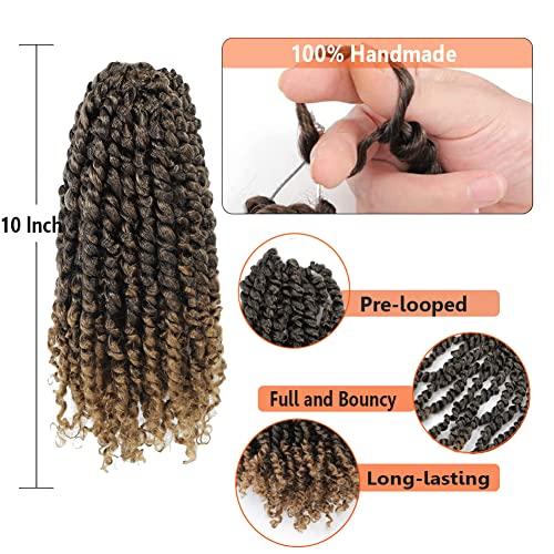 brunnace Passion Twist Crochet Hair 10 Inch 8 Packs Pre-Twisted Passion Twist Hair Crochet Hair for Black Women Pre-Looped Crochet Braids Synthetic Crochet Hair Extensions #T27