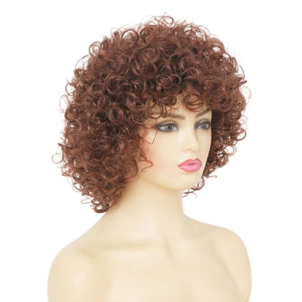 Salaibs Salaibs Short Brown Curly Wig for Women Natural Looking Synthetic Full Wigs for Cosplay Daily Party UseReddish Brown