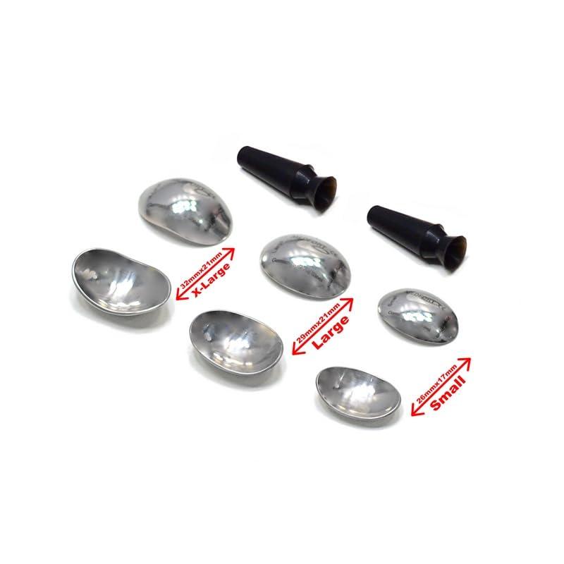 Medfort-Instruments Medfort-Instruments Corneal Eye Shield Protector Set, Stainless Steel with Suction Pump, 26mm X 17mm (Small), 29mm X 21mm (Large), 32mm X 21mm (X-Large), Set of 9 Pcs, Silver