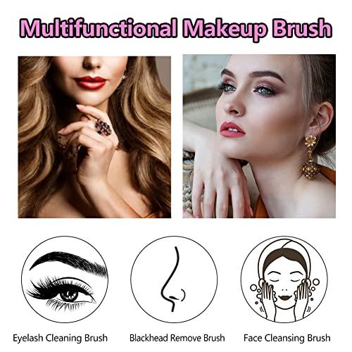 YESEEM YESEEM 30pcs Crystal Lash Shampoo Brushes, Gold Glitter Cleaning Brush Eyelash Extensions, Nose Pore Deep Cleaning Brush, Lash Brushes fo