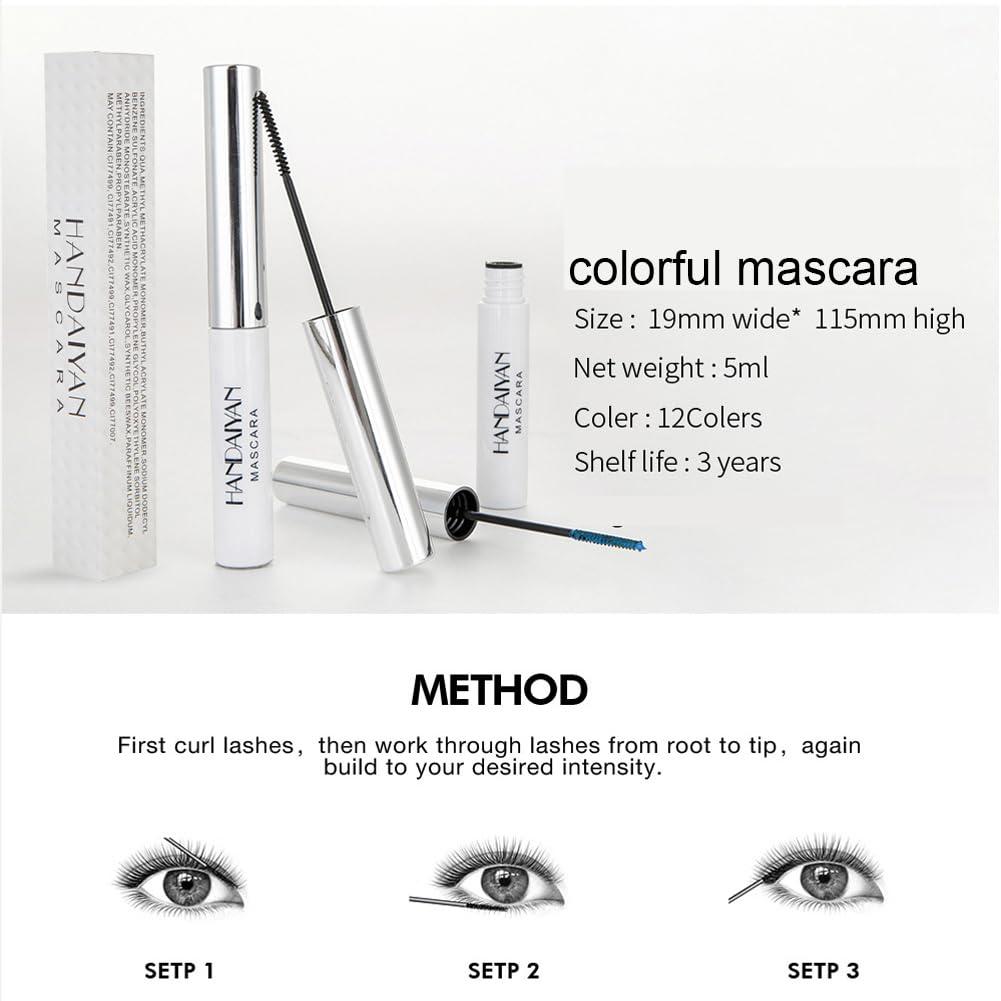 nvyue Dark Red Mascara,Waterproof Color Mascara Eye Makeup Fast Dry Eyelashes Curling Lengthening Eye Lashes (11)