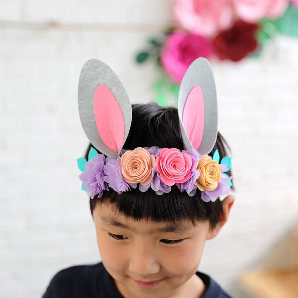 ABOOFAN ABOOFAN Easter Party Headband Baby Headband Easter Headband Kids Headbands Baby Bunny Ears Headband Rabbit Ear Headband Bunny Ears Hairband Hair Ties Kids Flowers Child Flower Headdress